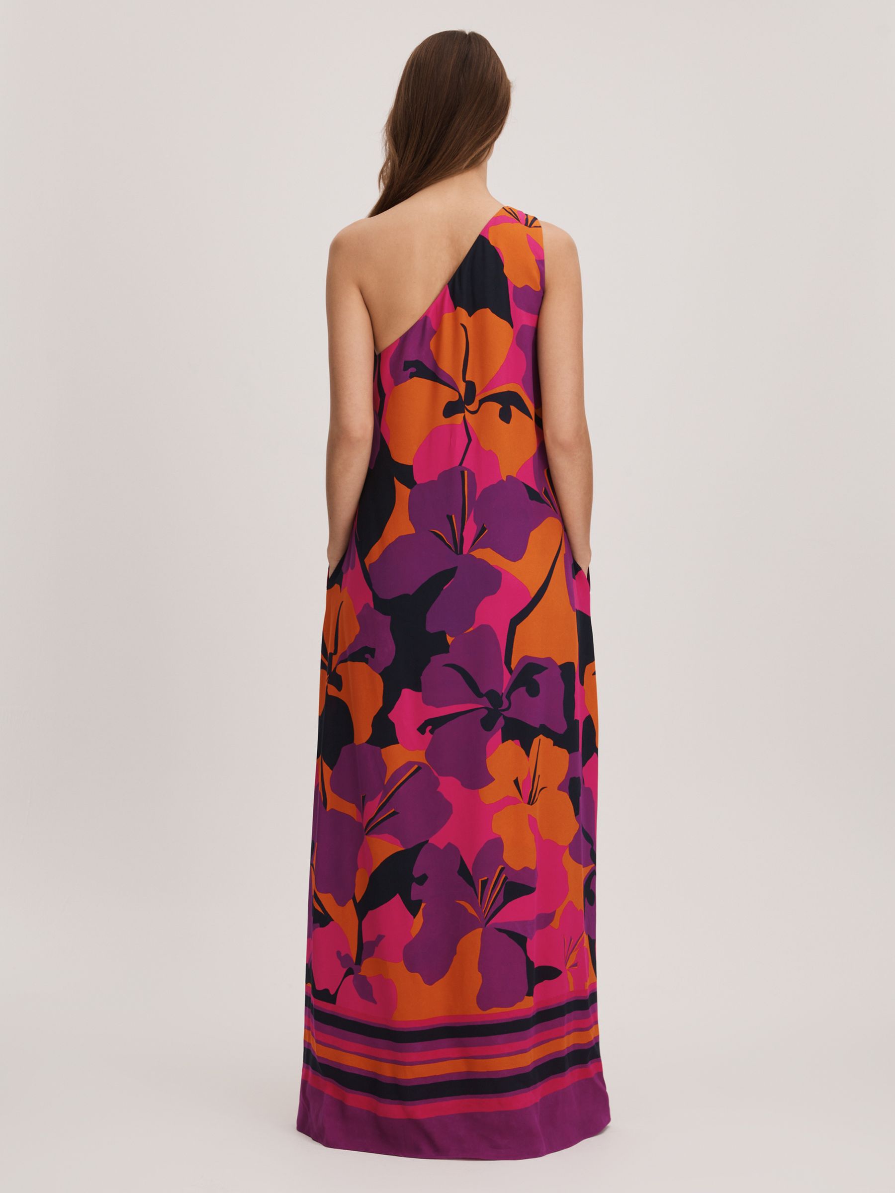 Florere Printed One-Shoulder Maxi Dress in Pink/Orange - Image 6 of 7