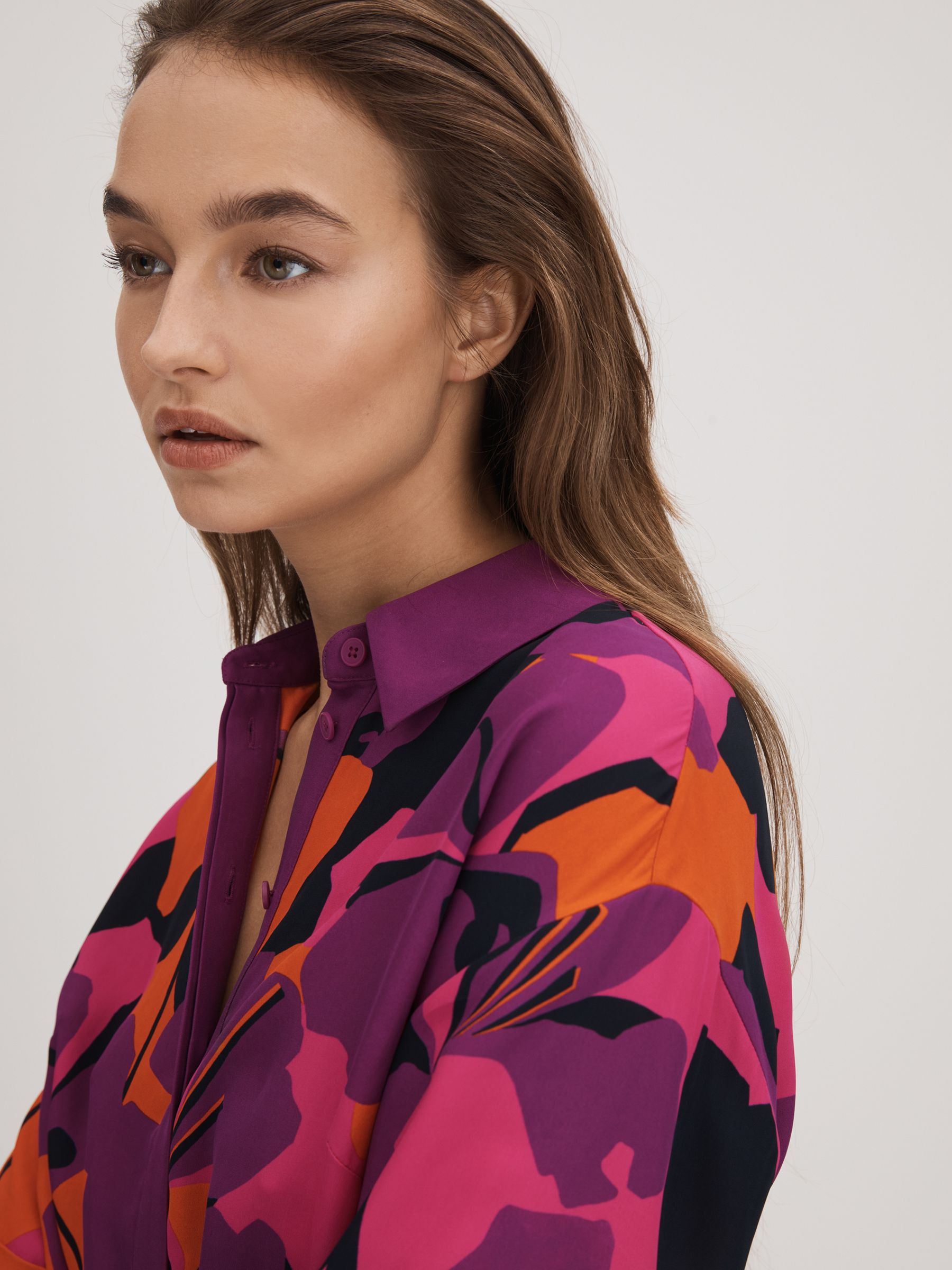 Florere Printed Boxy Shirt in Pink/Orange - Image 4 of 6