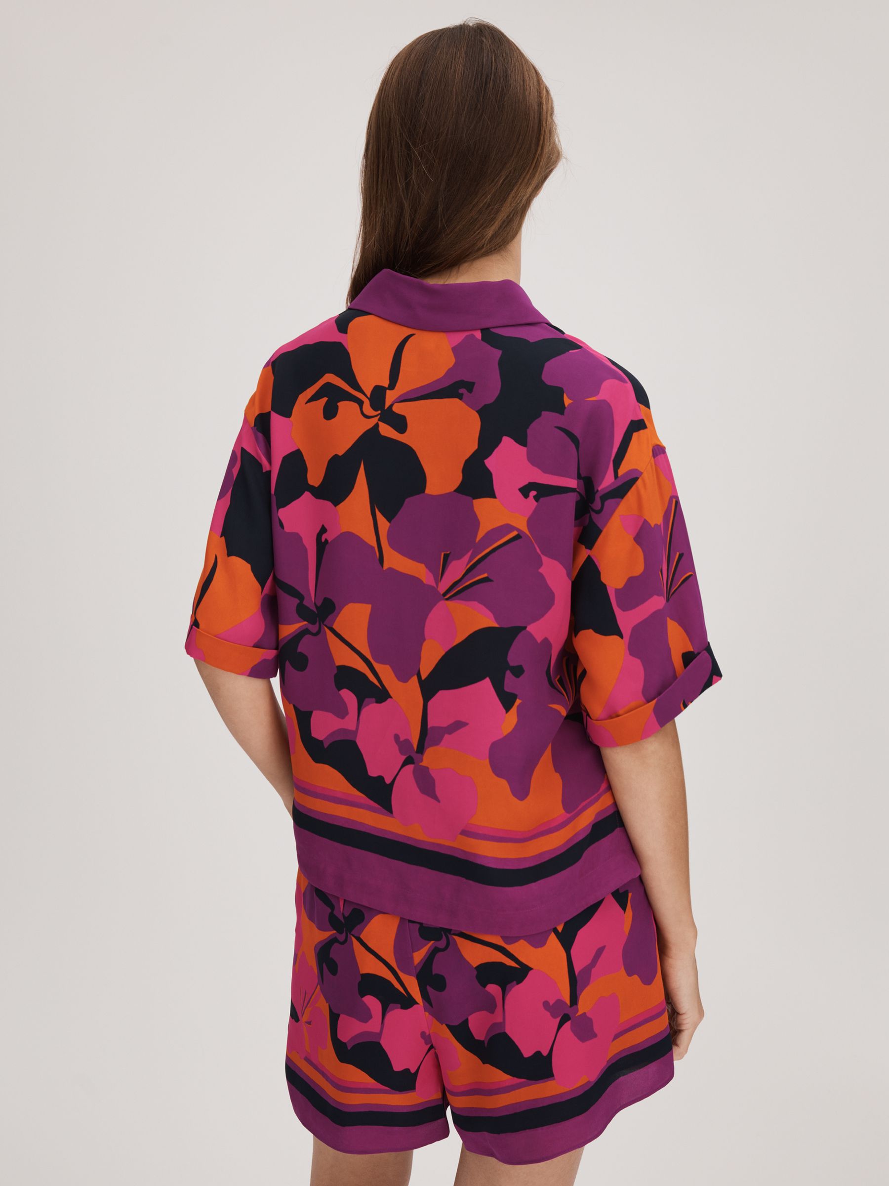Florere Printed Boxy Shirt in Pink/Orange - Image 5 of 6