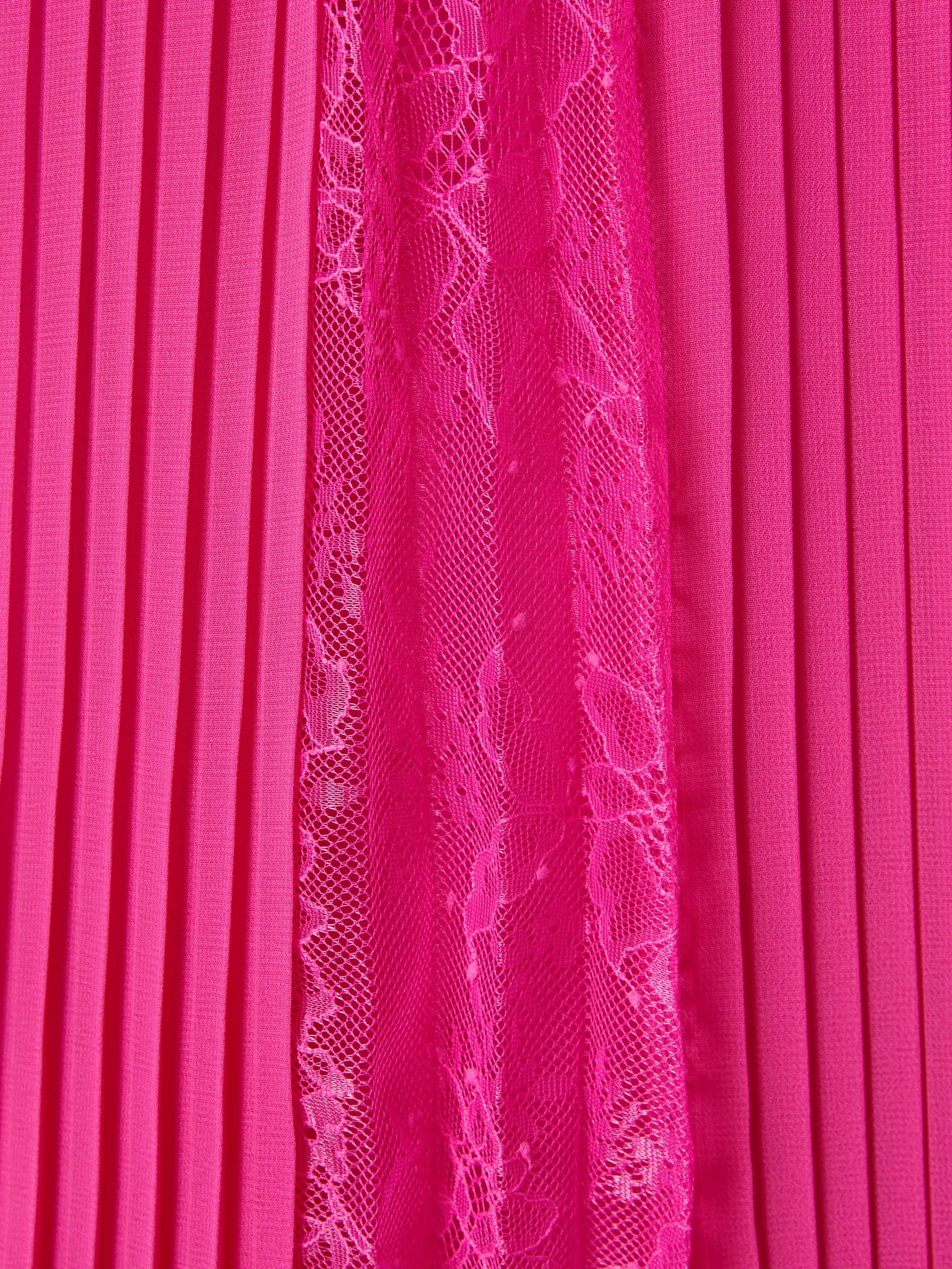 Florere Lace Pleated Midi Skirt in Bright Pink - Image 6 of 6