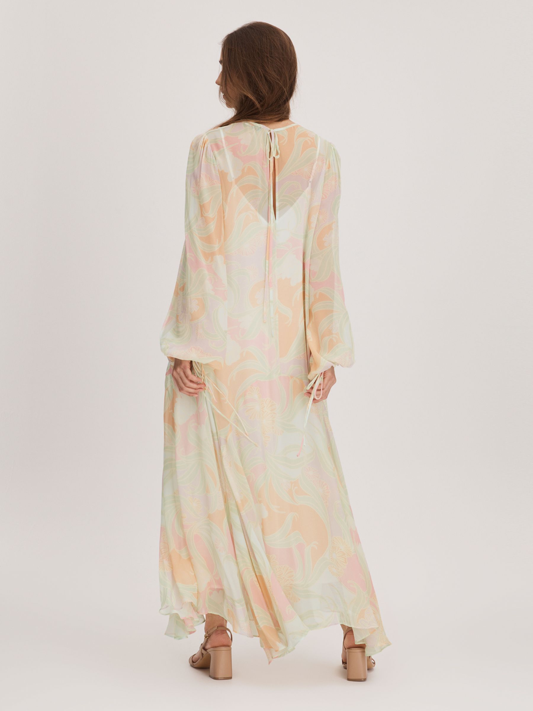 Florere Multi Florere Sheer Asymmetric Midi Dress - Image 2 of 5