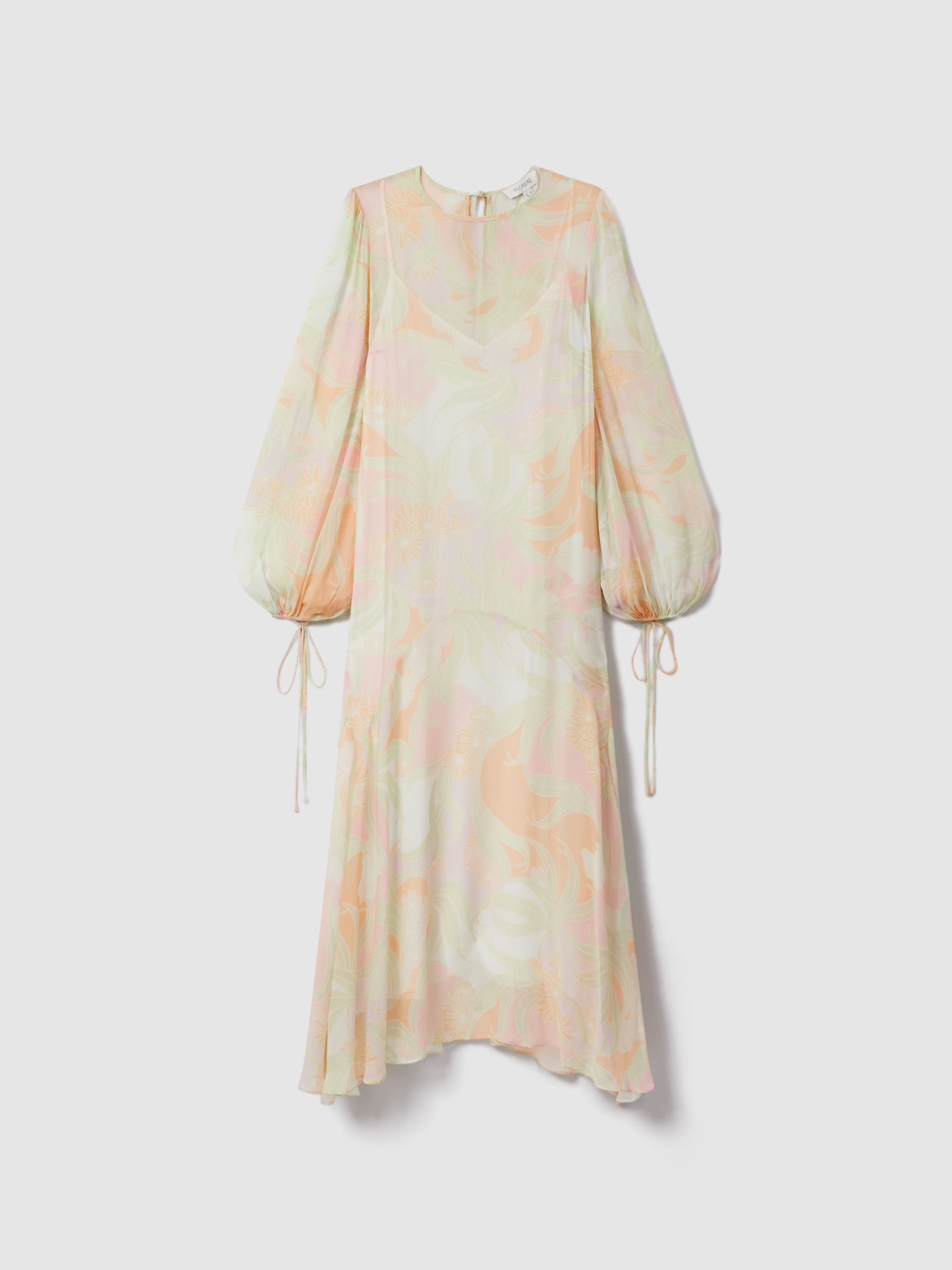 Florere Multi Florere Sheer Asymmetric Midi Dress - Image 4 of 5