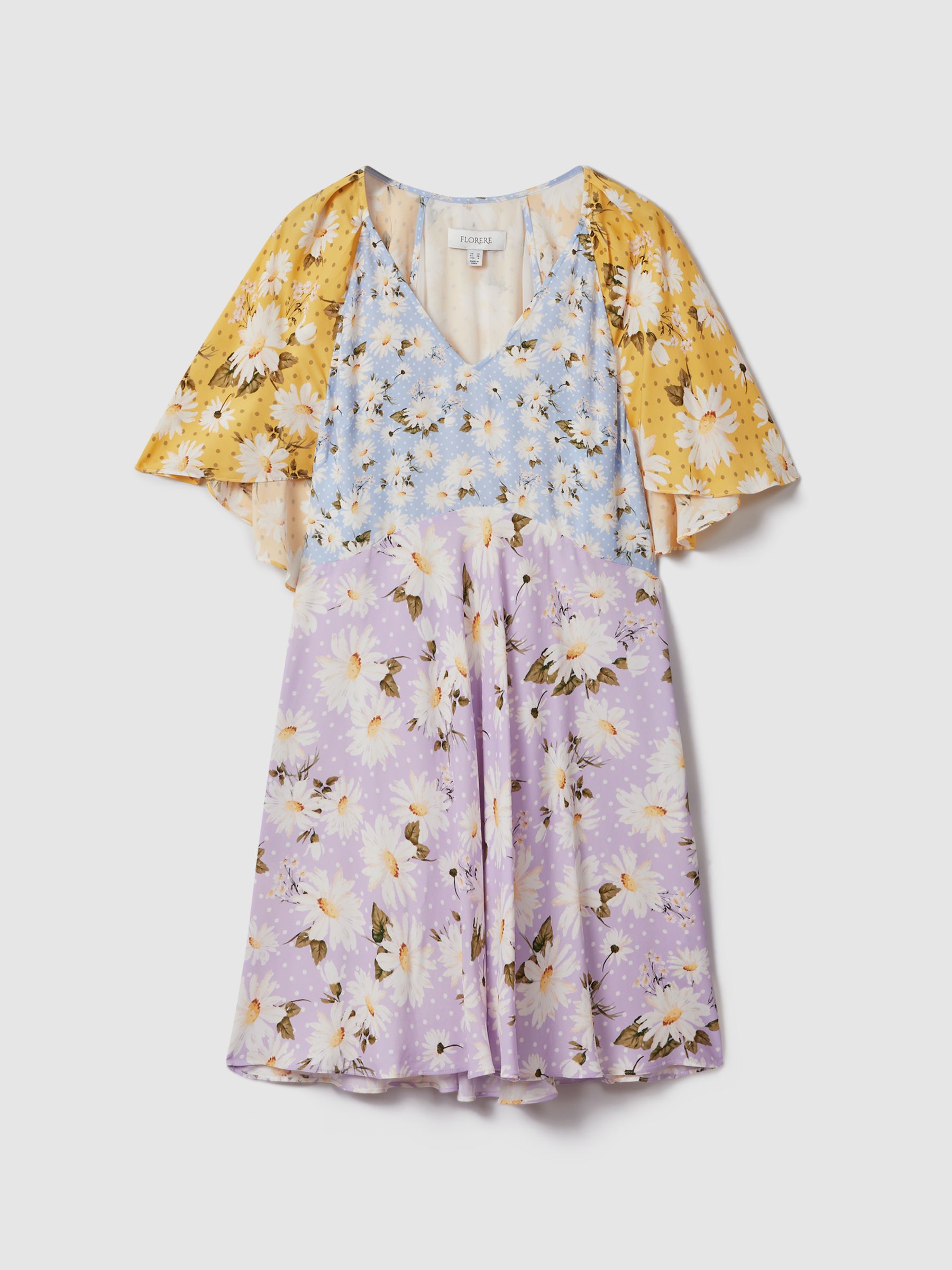 Florere Printed Cape Sleeve Mini Dress in Multi - Image 2 of 6