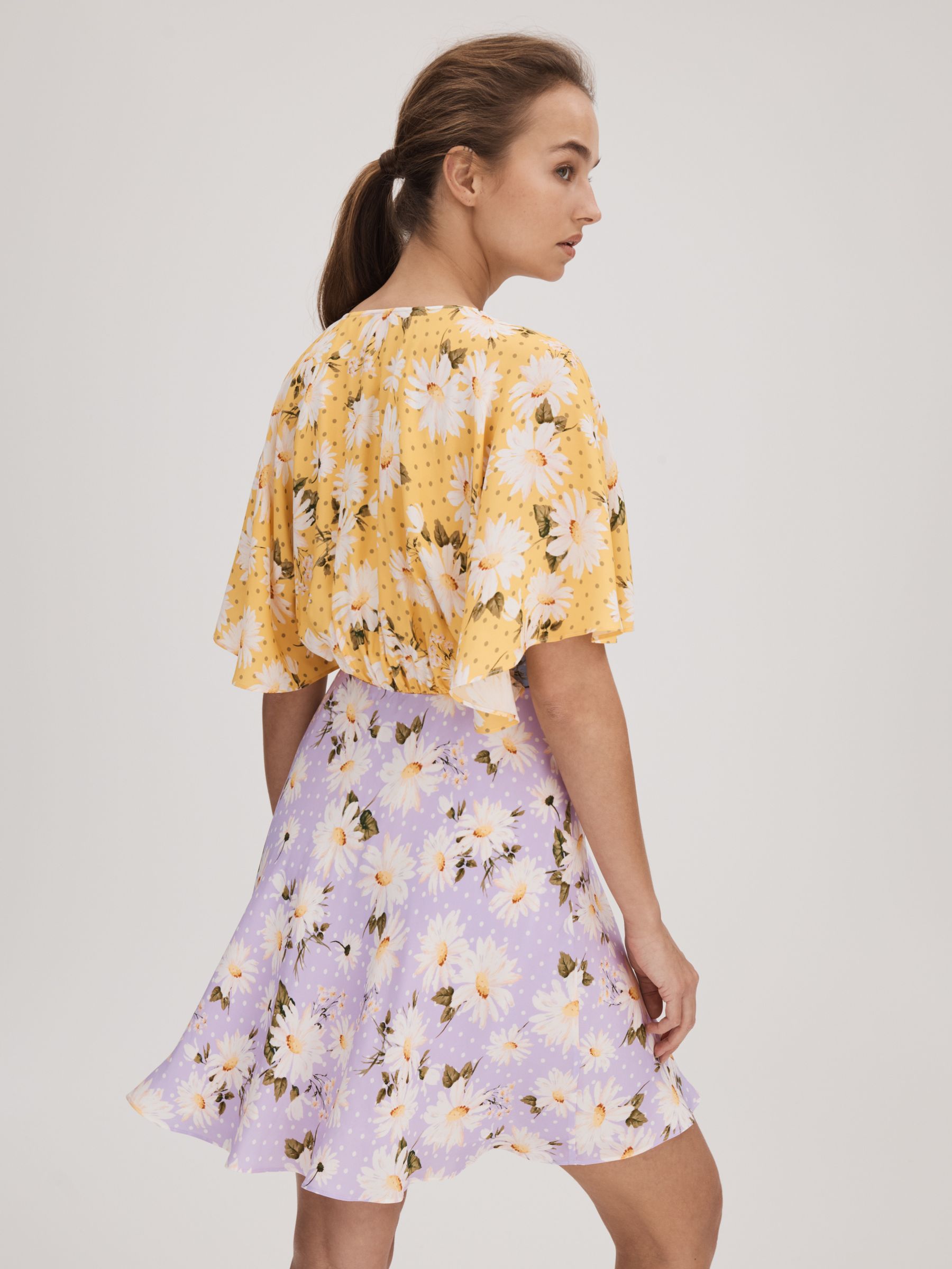 Florere Printed Cape Sleeve Mini Dress in Multi - Image 5 of 6