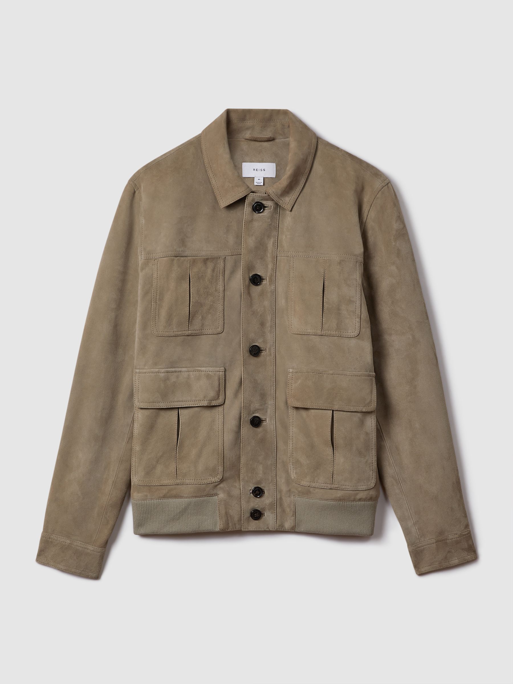 Reiss Suede Chest Pocket Jacket in Pistachio - REISS