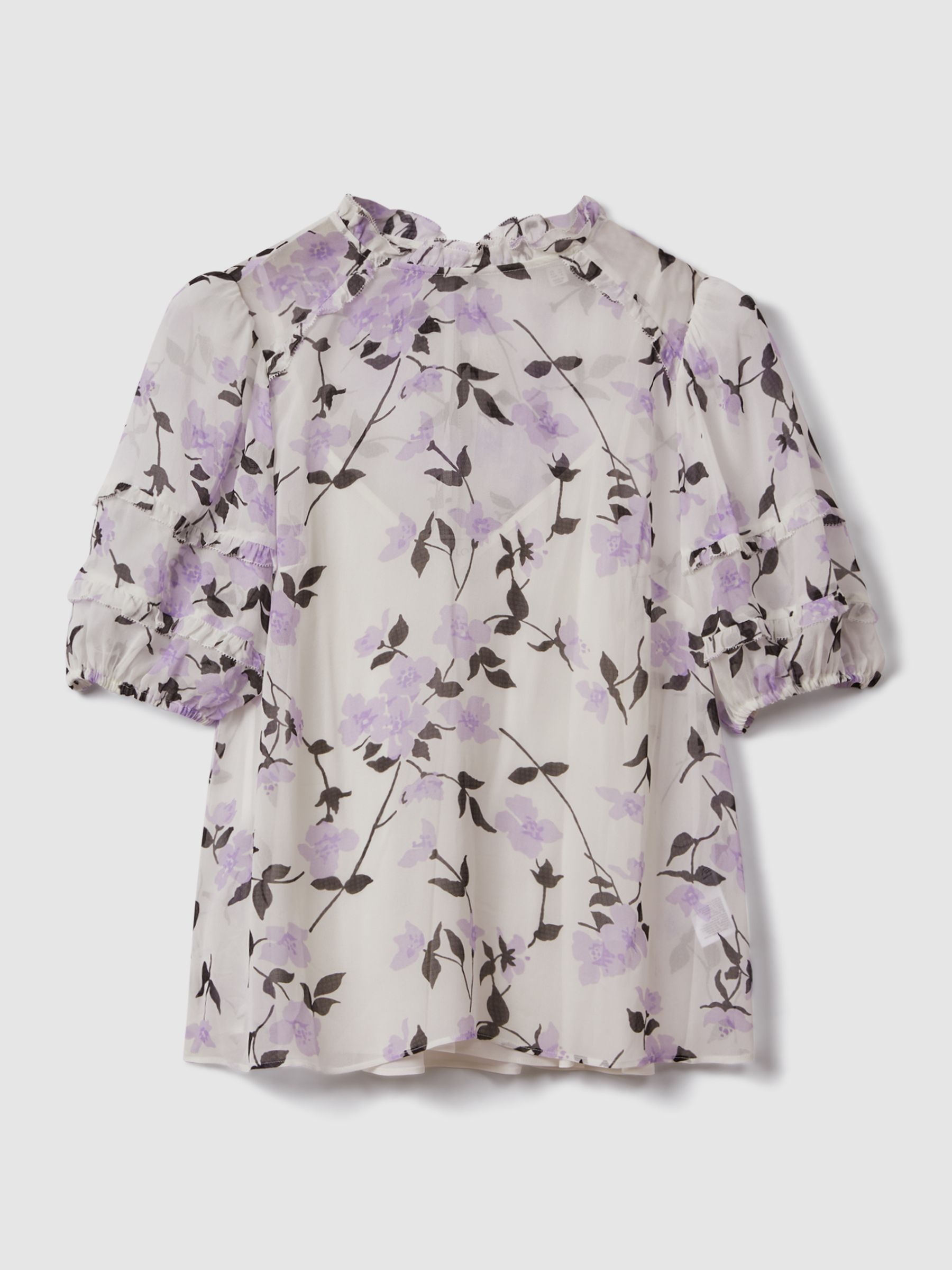 Florere Printed Puff Sleeve Blouse in Lilac - Image 2 of 6