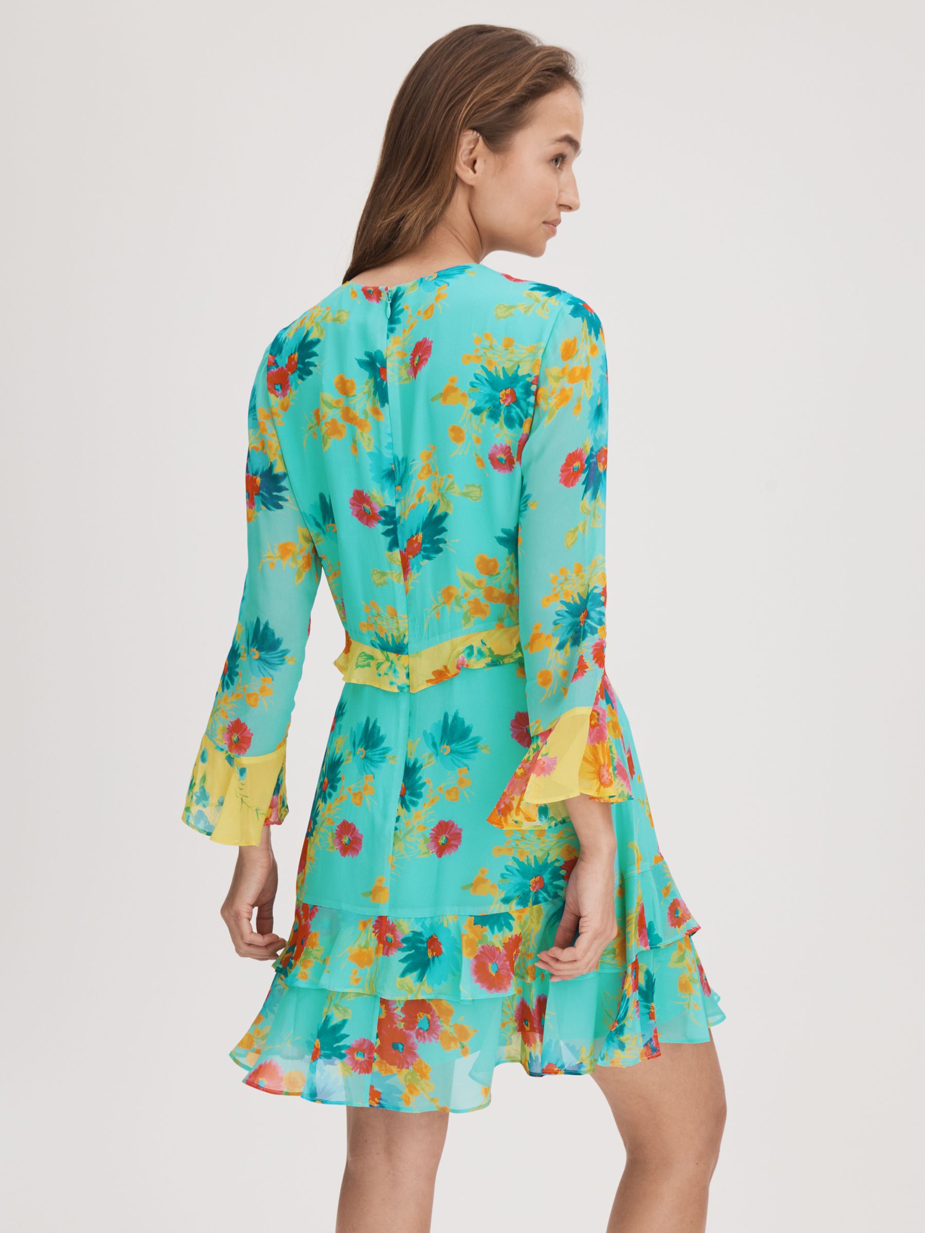 Florere Printed Ruffle Mini Dress in Turquoise - Image 5 of 6