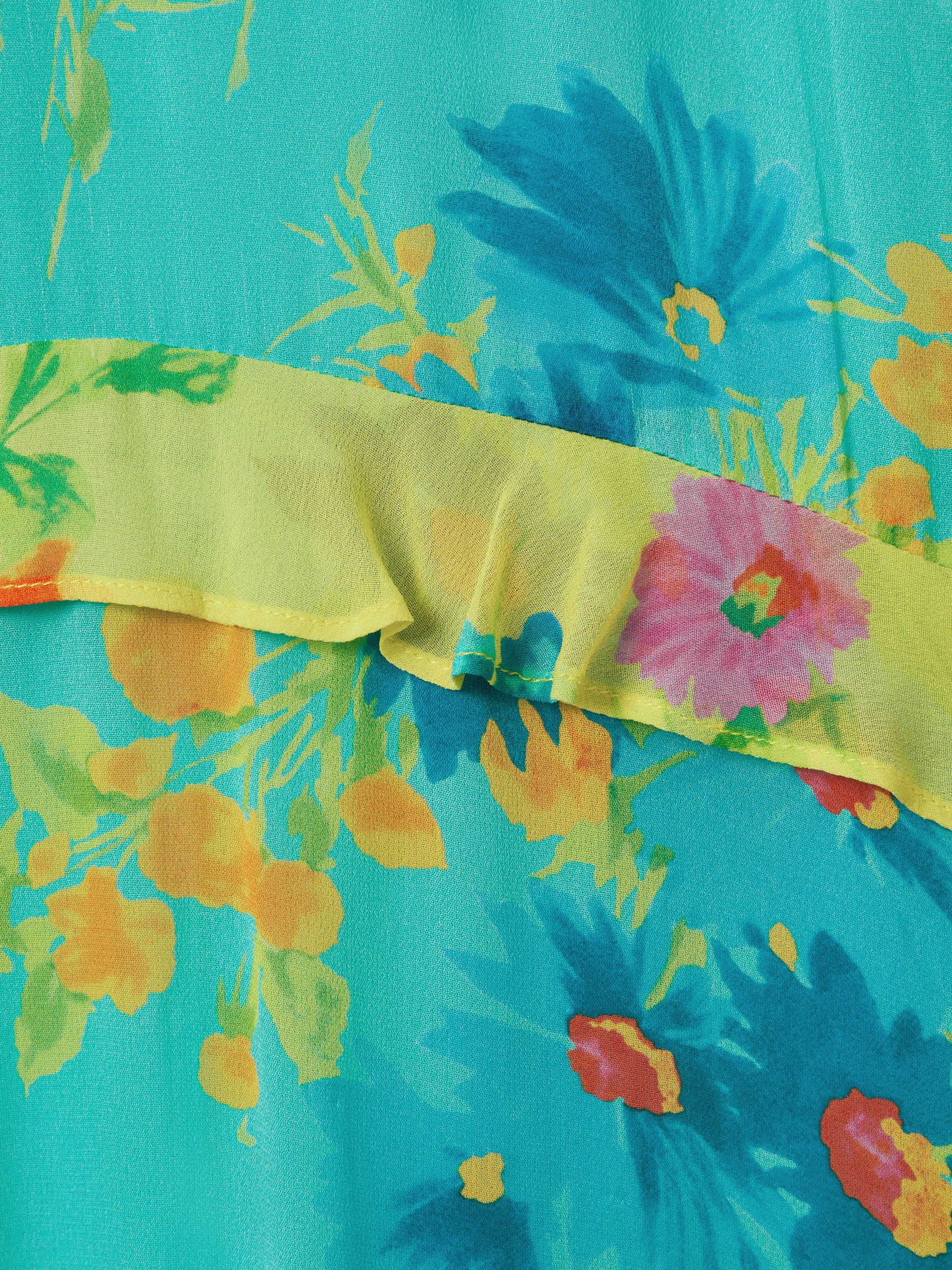 Florere Printed Ruffle Mini Dress in Turquoise - Image 6 of 6