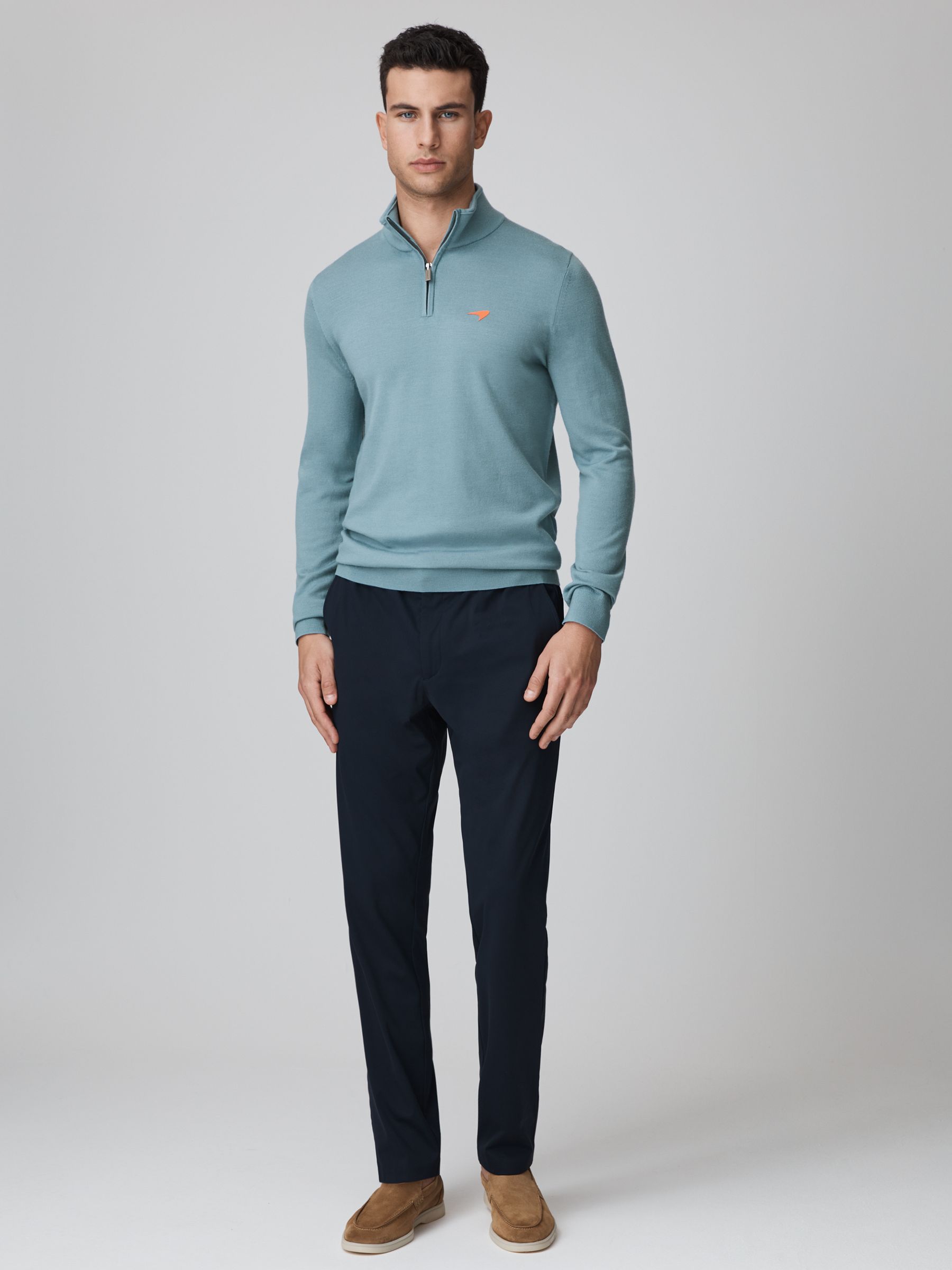 McLaren F1 Merino Half-Zip Funnel Neck Jumper in Soft Blue - Image 3 of 7