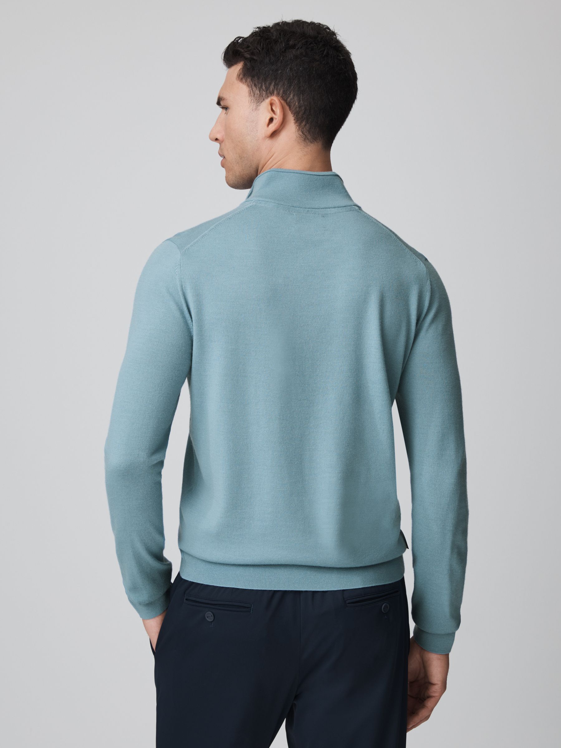 McLaren F1 Merino Half-Zip Funnel Neck Jumper in Soft Blue - Image 5 of 7