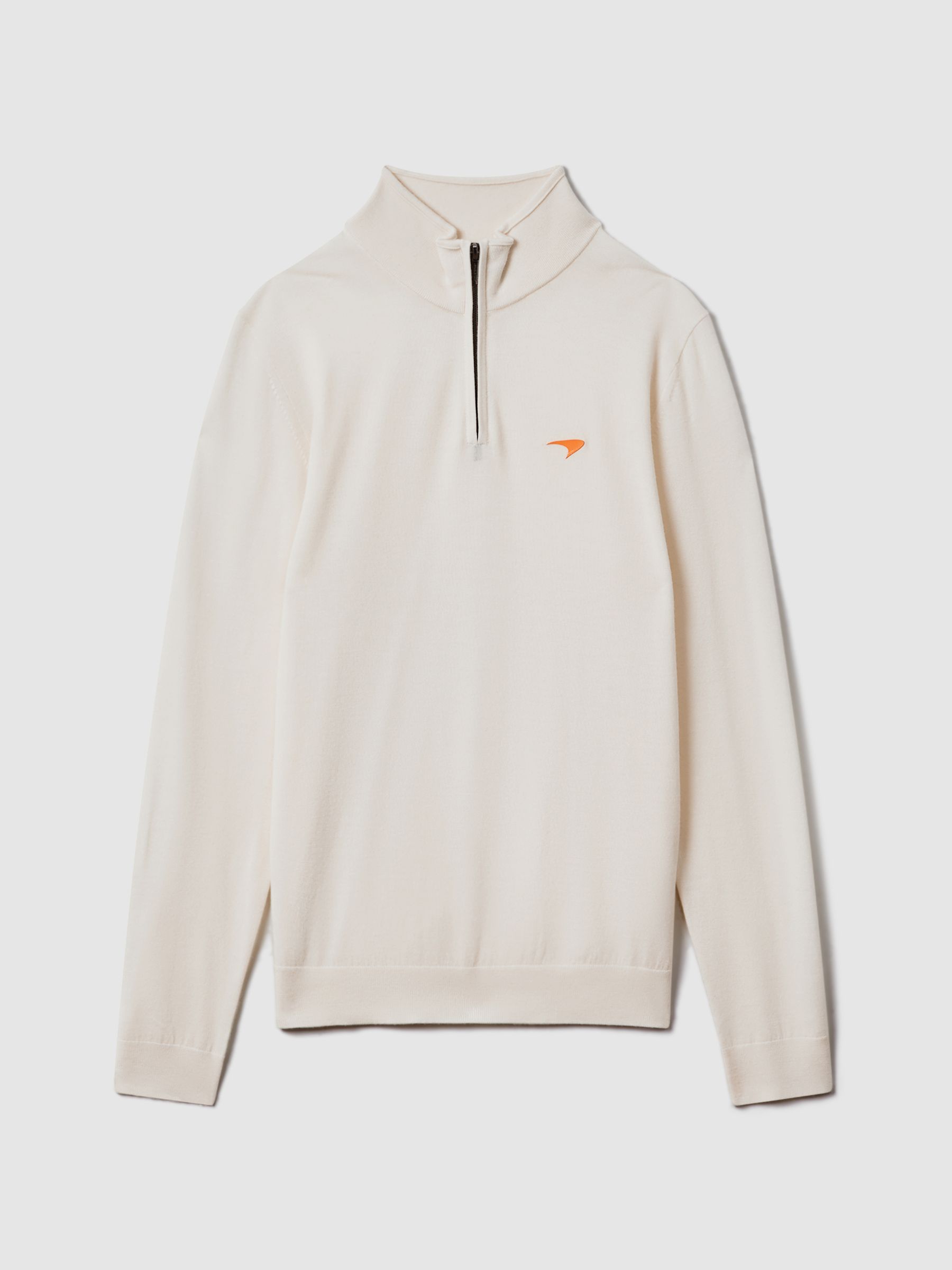 McLaren F1 Merino Half-Zip Funnel Neck Jumper in Bianco - Image 2 of 8