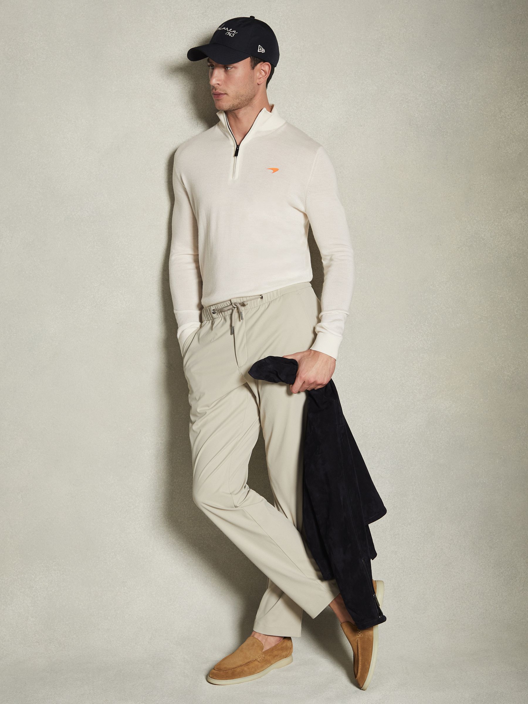 McLaren F1 Merino Half-Zip Funnel Neck Jumper in Bianco - Image 3 of 8