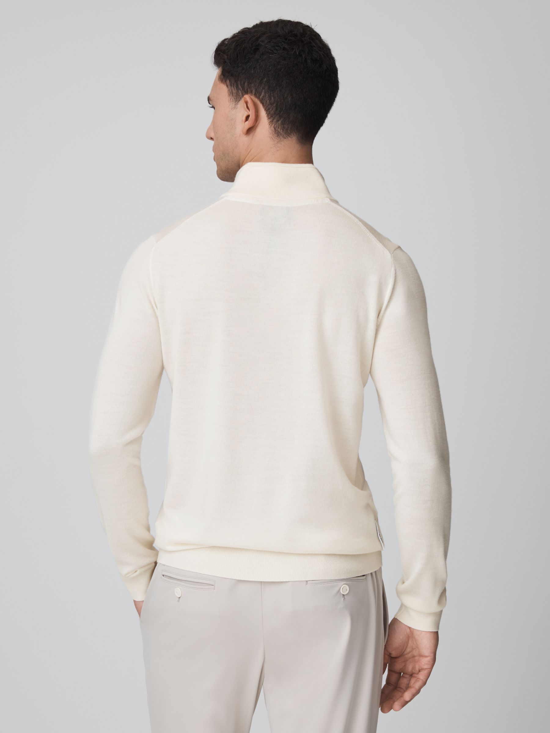 McLaren F1 Merino Half-Zip Funnel Neck Jumper in Bianco - Image 5 of 8