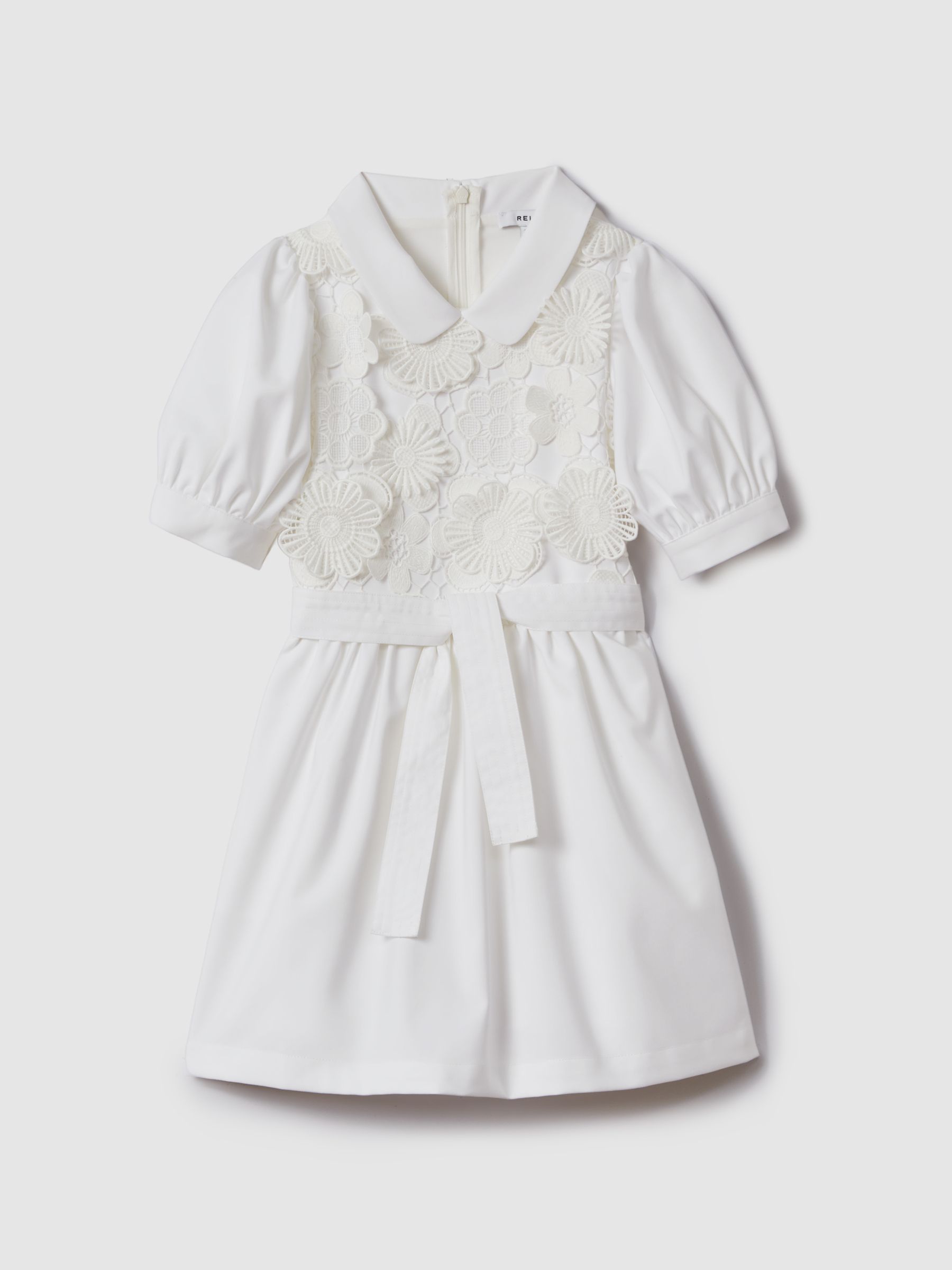 4-9 yrs Embroidered Puff Sleeve Dress in Ivory - Image 2 of 6