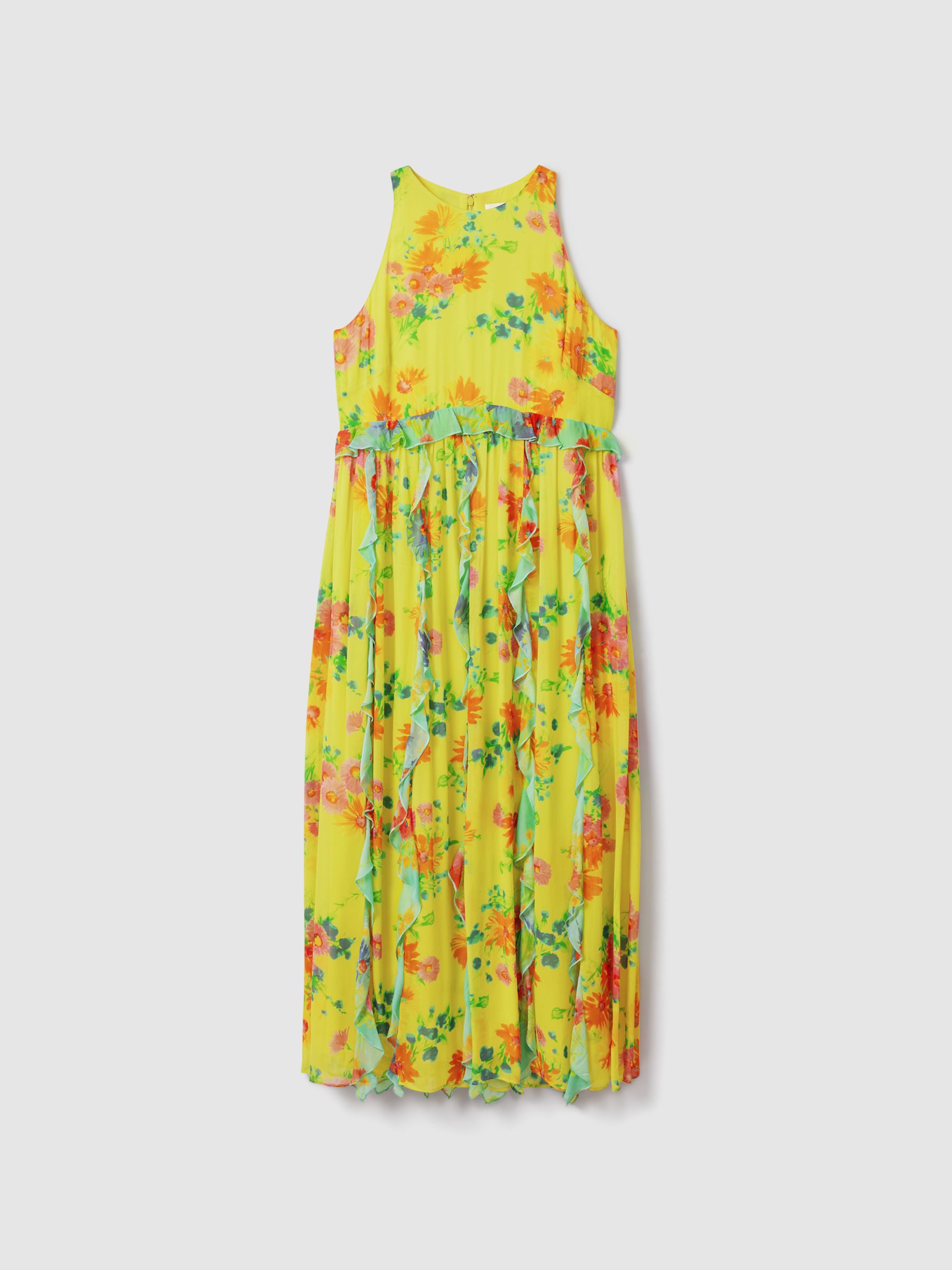 Florere Printed Ruffle Midi Dress in Lime - Image 2 of 6