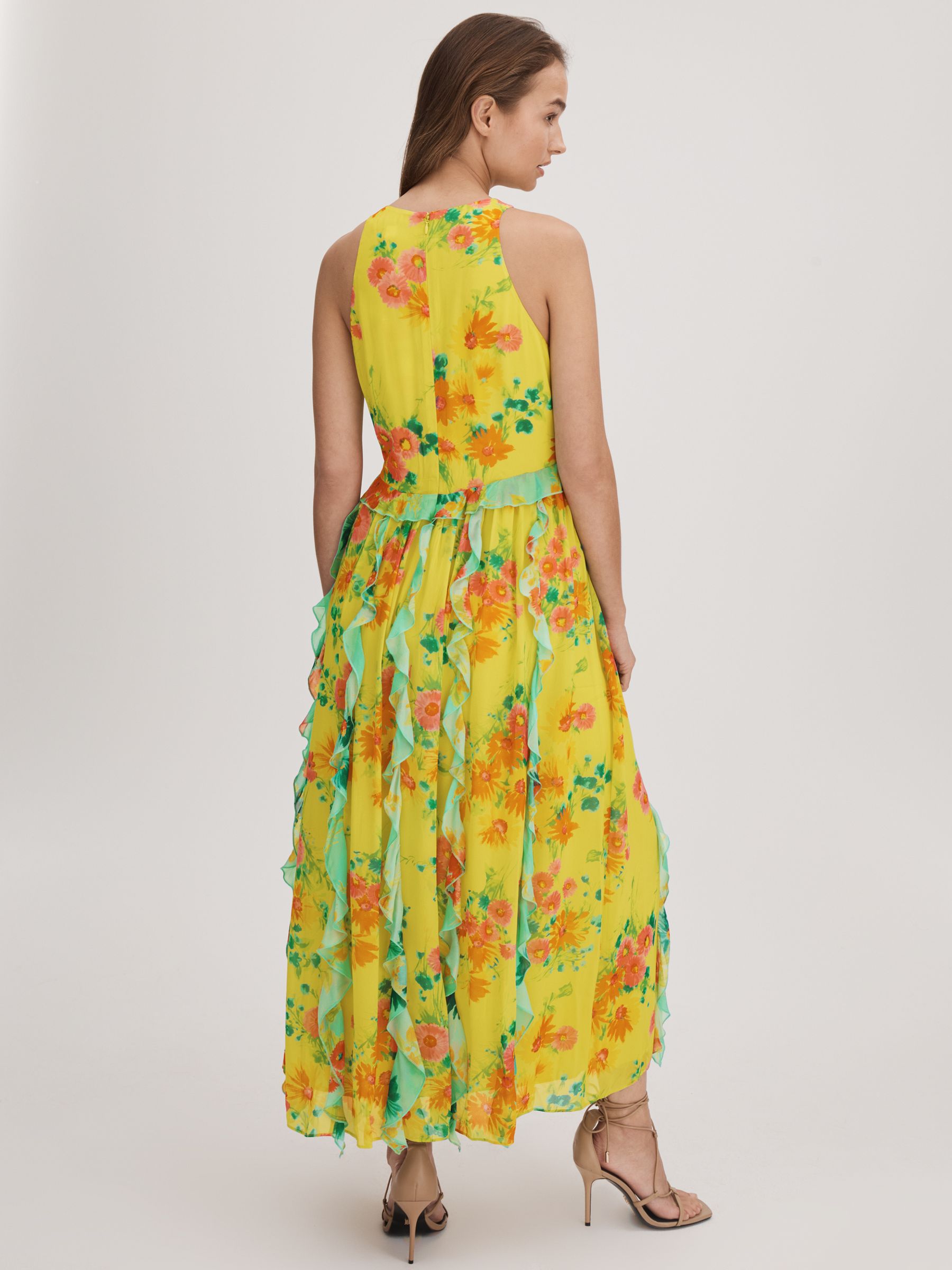 Florere Printed Ruffle Midi Dress in Lime - Image 5 of 6
