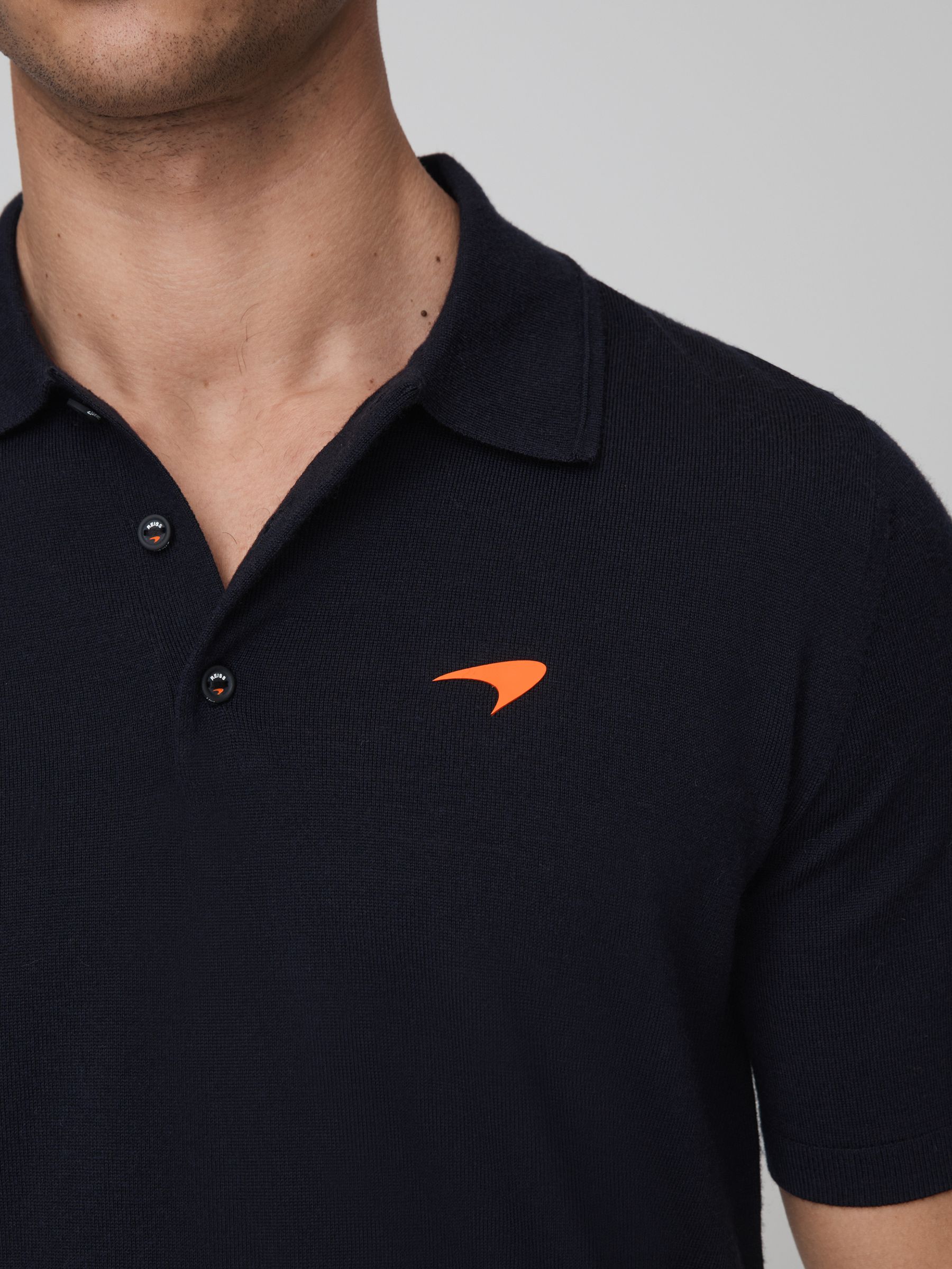 McLaren F1 Merino Wool Polo Shirt in Navy - Image 4 of 8