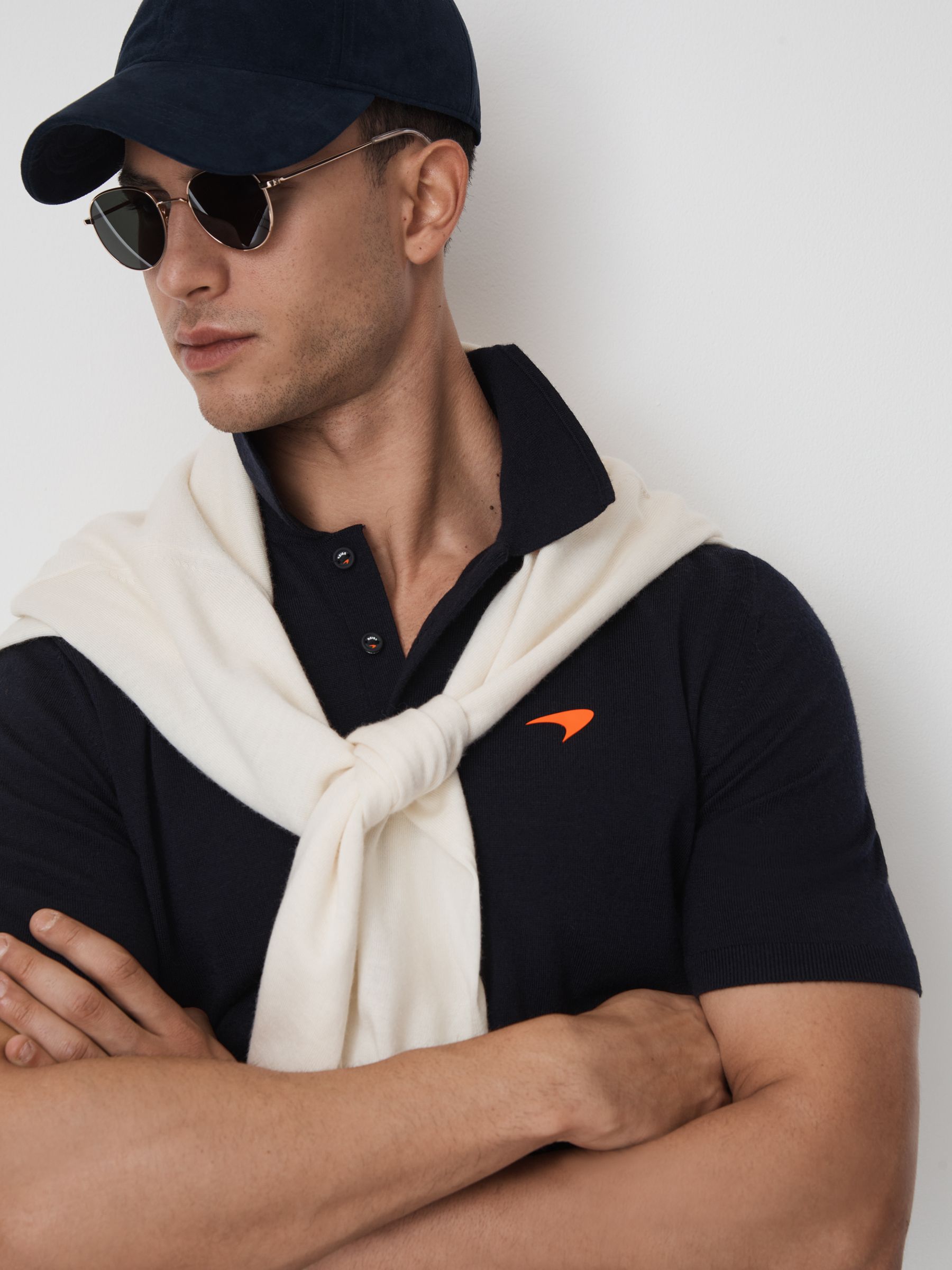 McLaren F1 Merino Wool Polo Shirt in Navy - Image 6 of 8