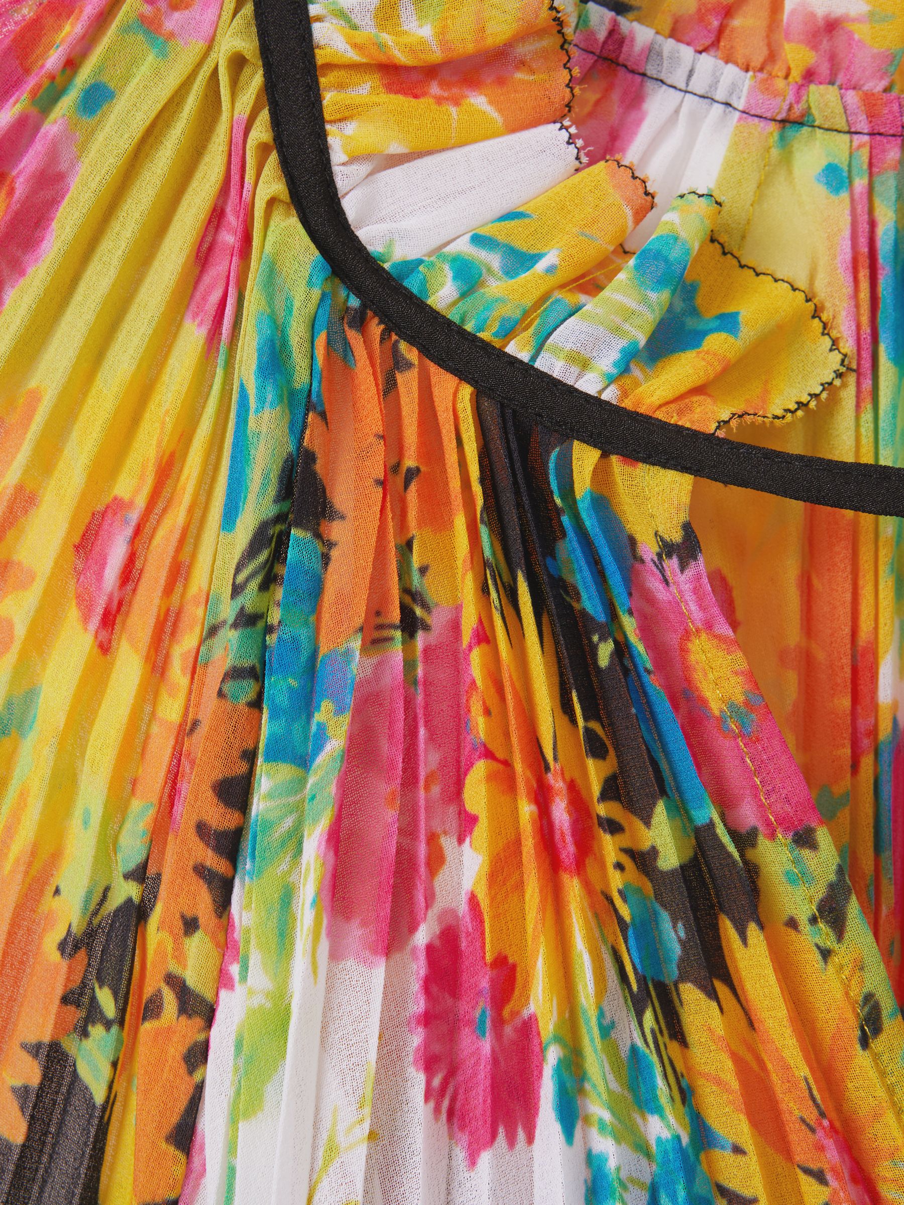 Florere Pleated Tie Neck Mini Dress in Multi - Image 6 of 6