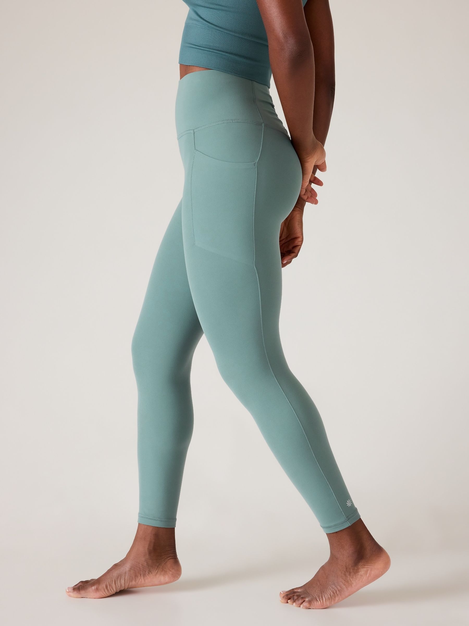 Athleta Green Salutation Cinch 7/8 Pocket Leggings - Image 2 of 4