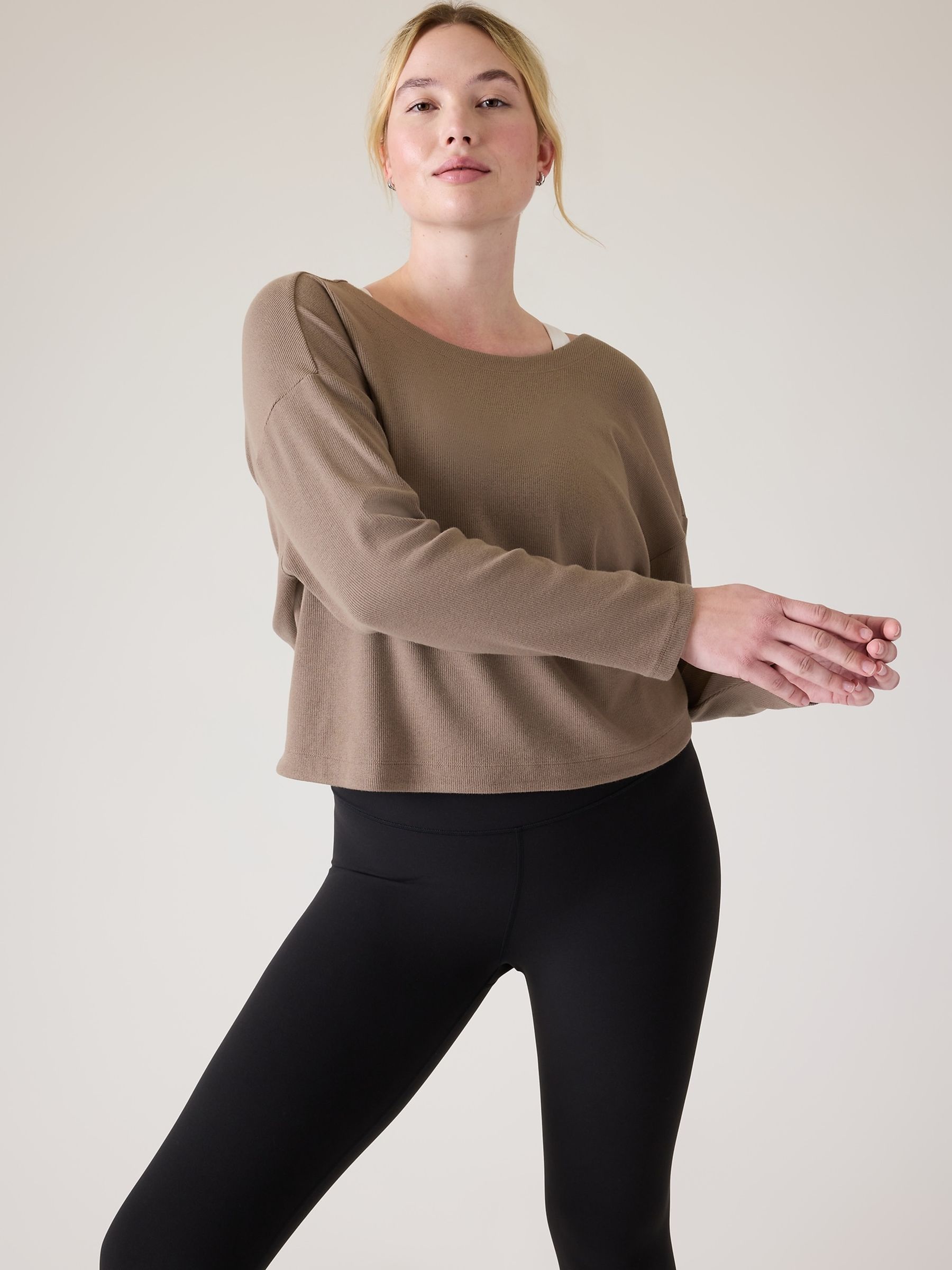 Athleta Beige Presence Twist Sweatshirt - Image 1 of 1