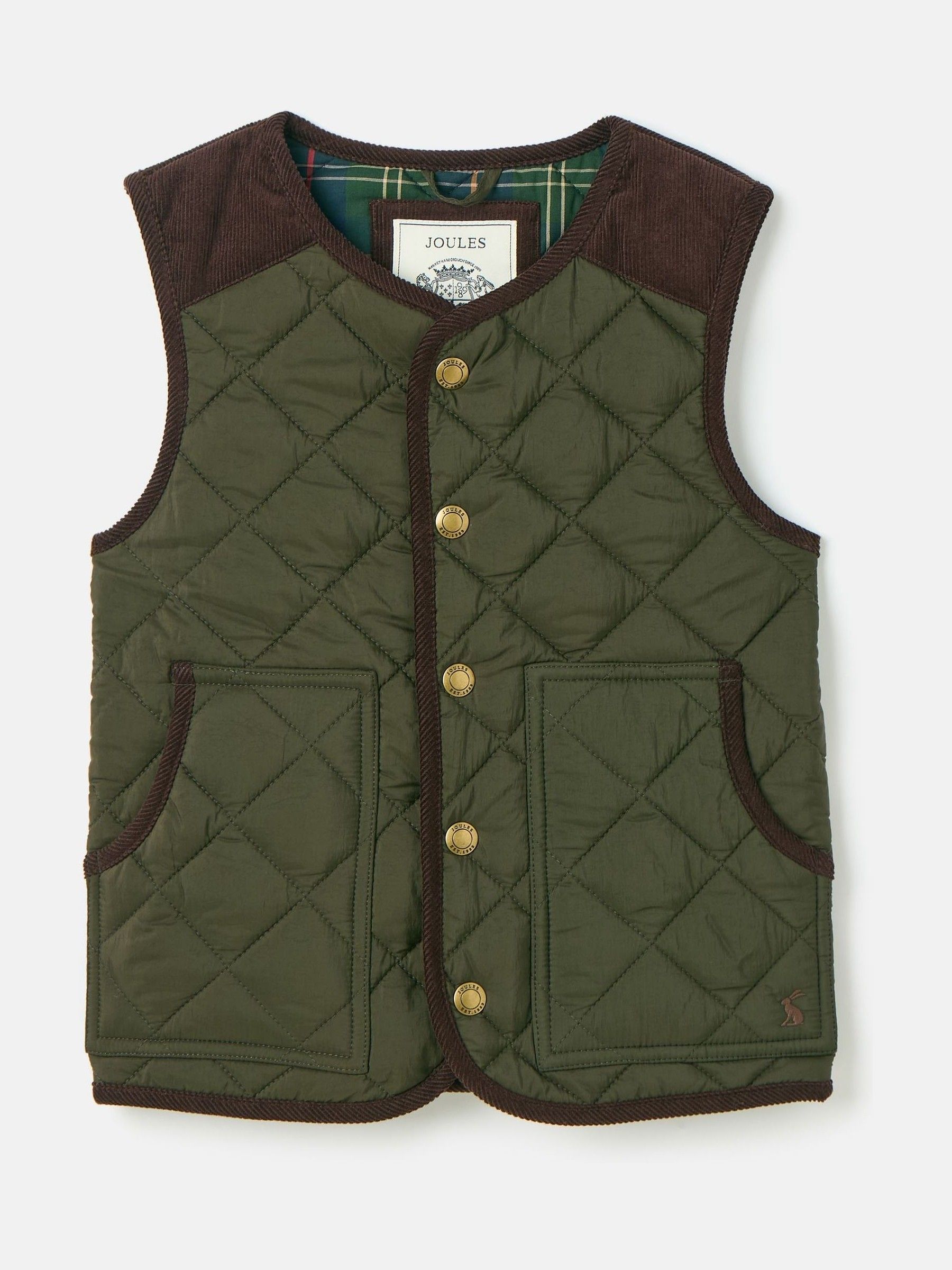 Kids' Gibson Khaki Green Quilted Gilet - Image 1 of 5