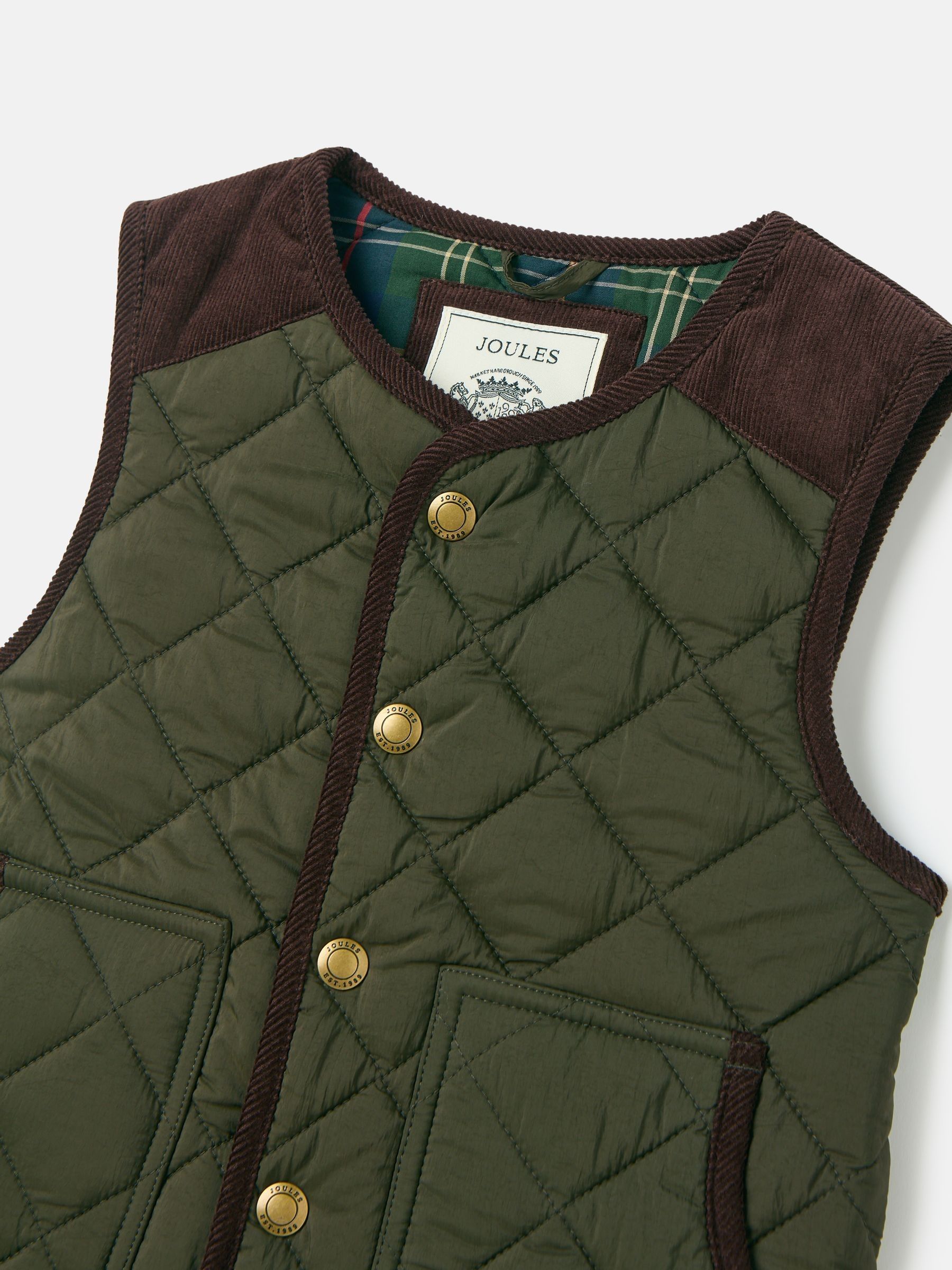 Kids' Gibson Khaki Green Quilted Gilet - Image 3 of 5