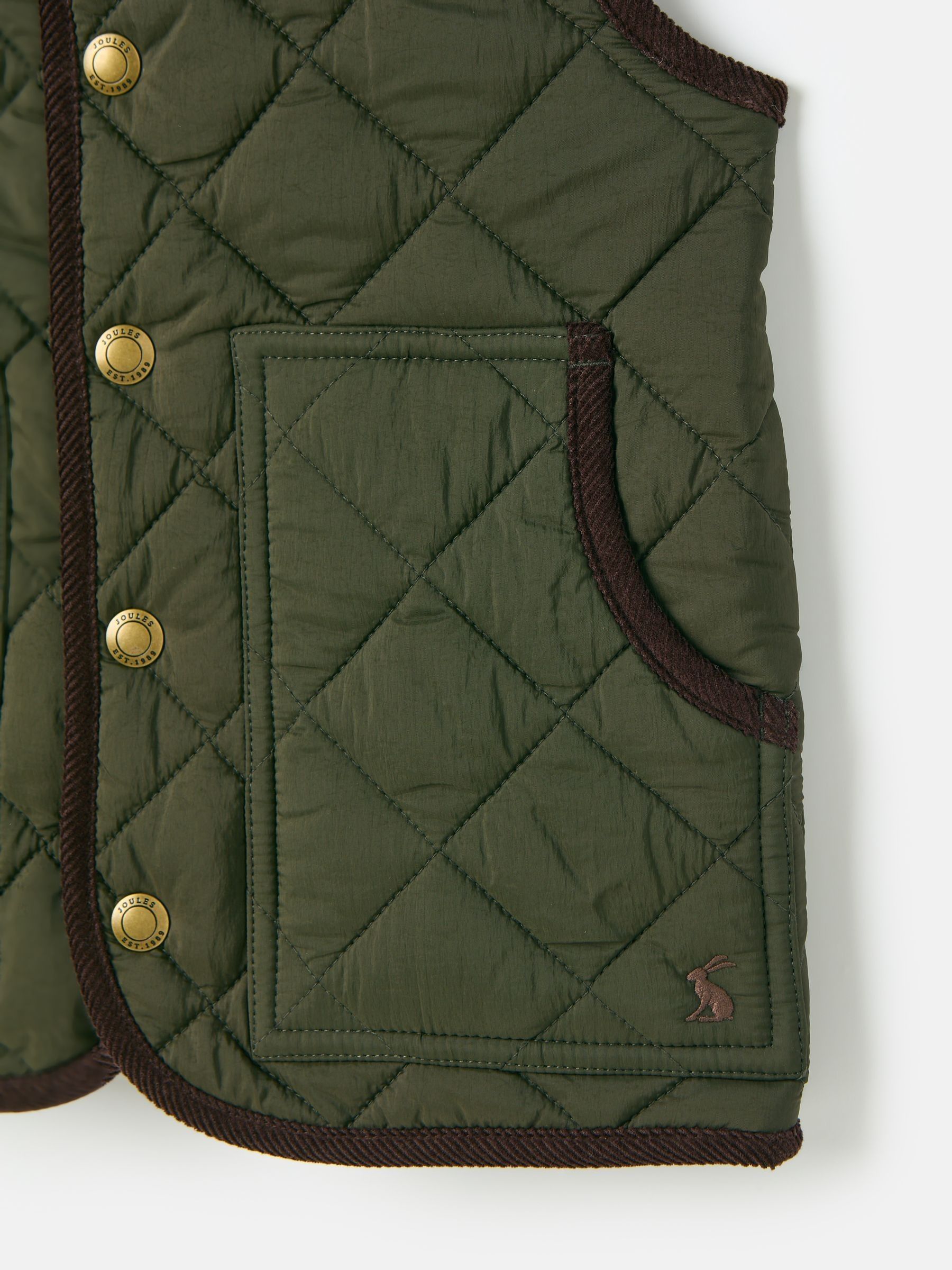 Kids' Gibson Khaki Green Quilted Gilet - Image 5 of 5