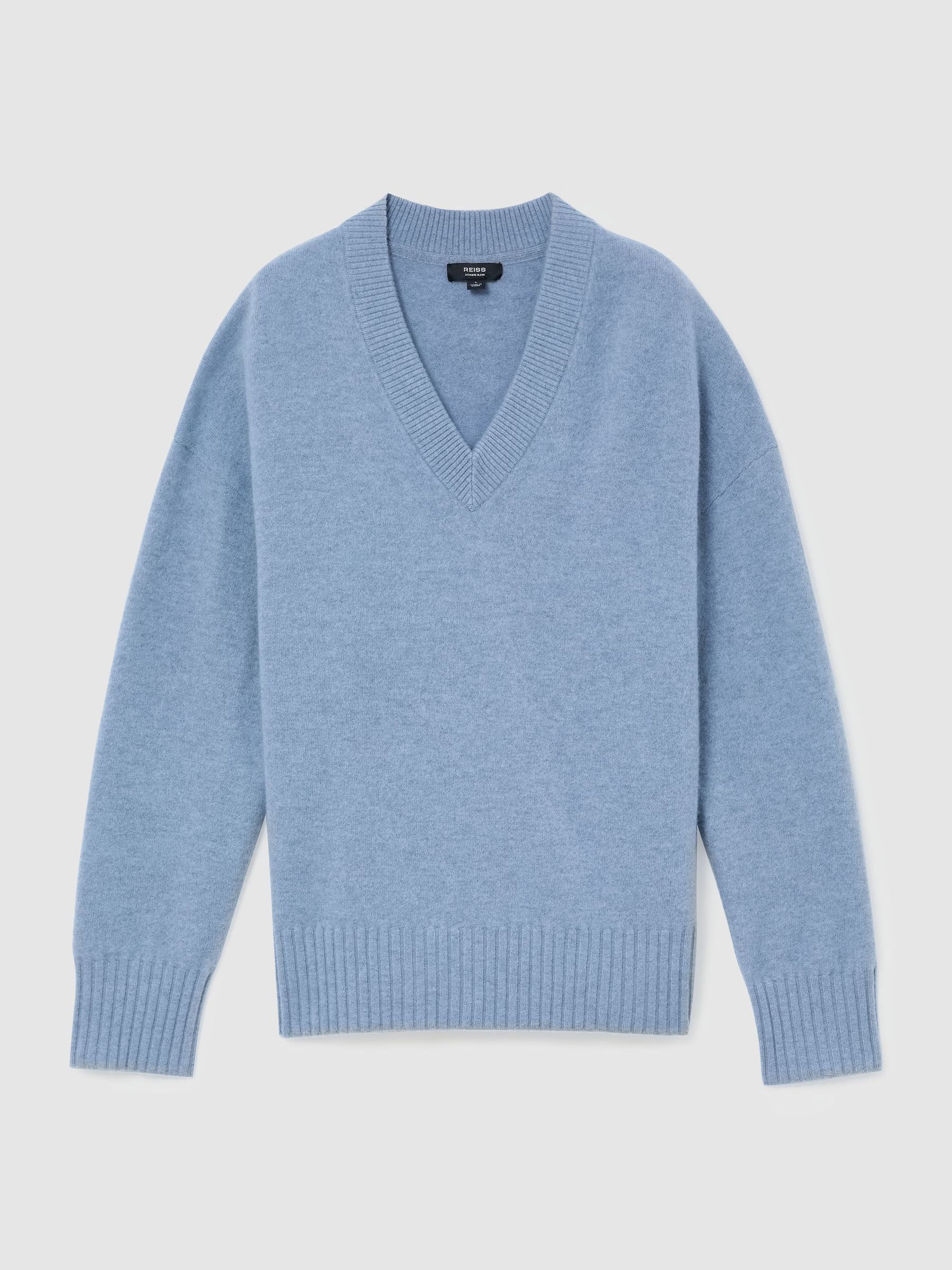 Wool-Cashmere V-Neck Jumper in Soft Blue - Image 2 of 8