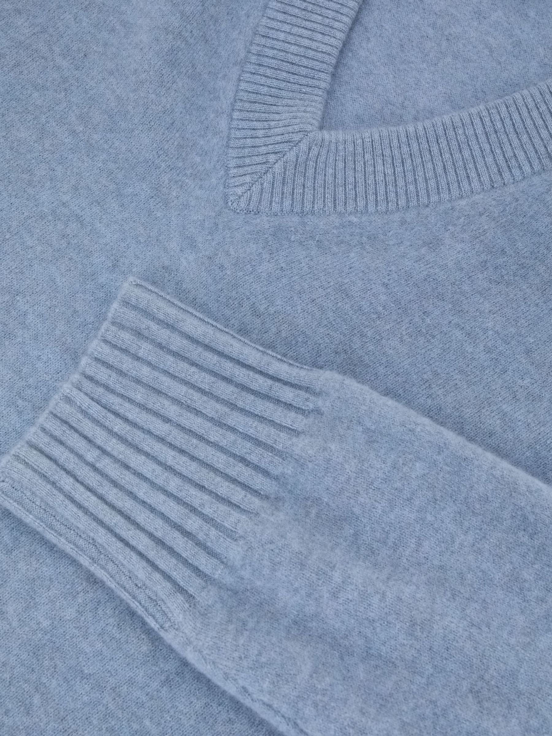 Wool-Cashmere V-Neck Jumper in Soft Blue - Image 8 of 8