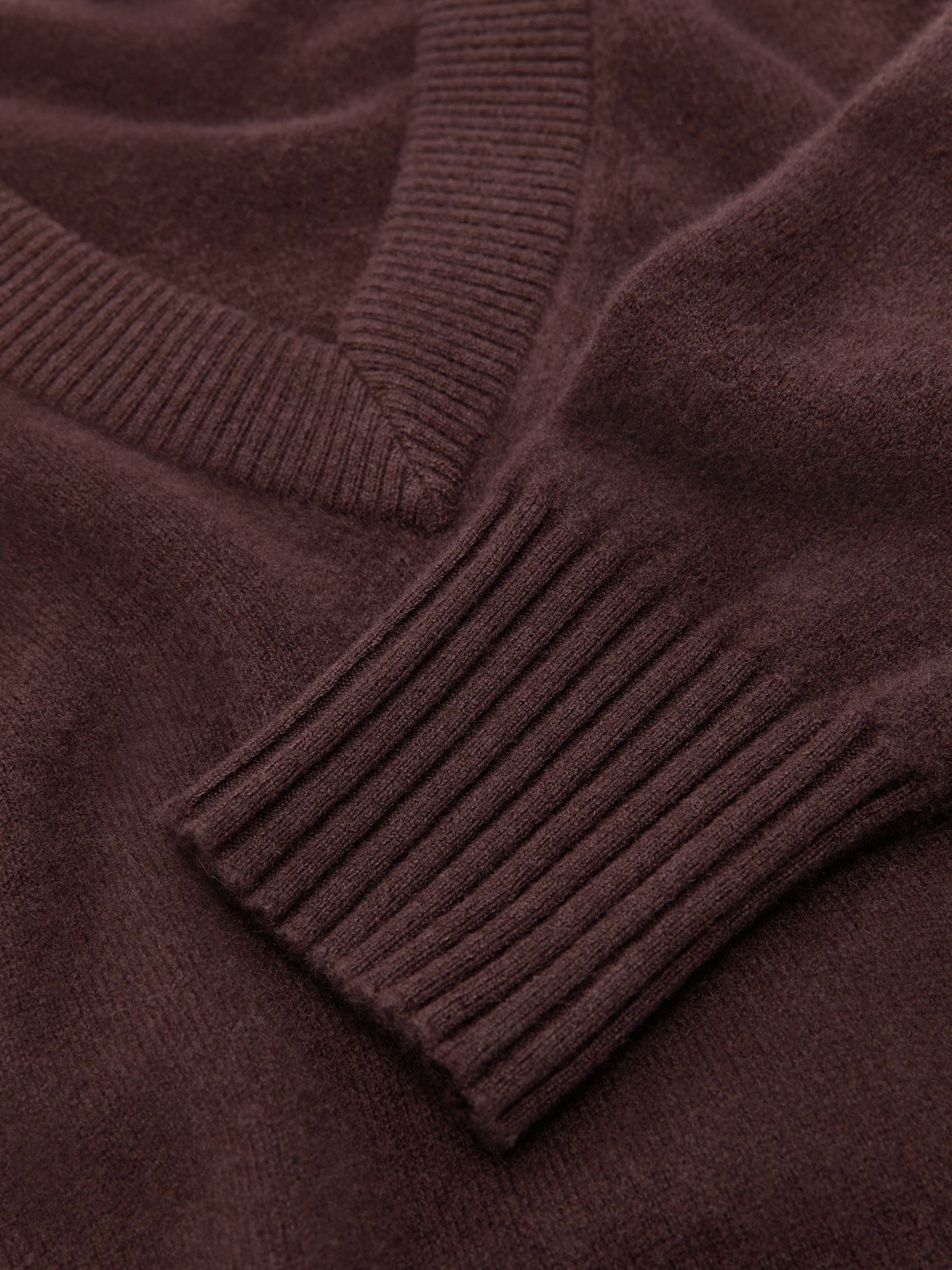 Wool-Cashmere V-Neck Jumper in Chocolate Brown - Image 7 of 7