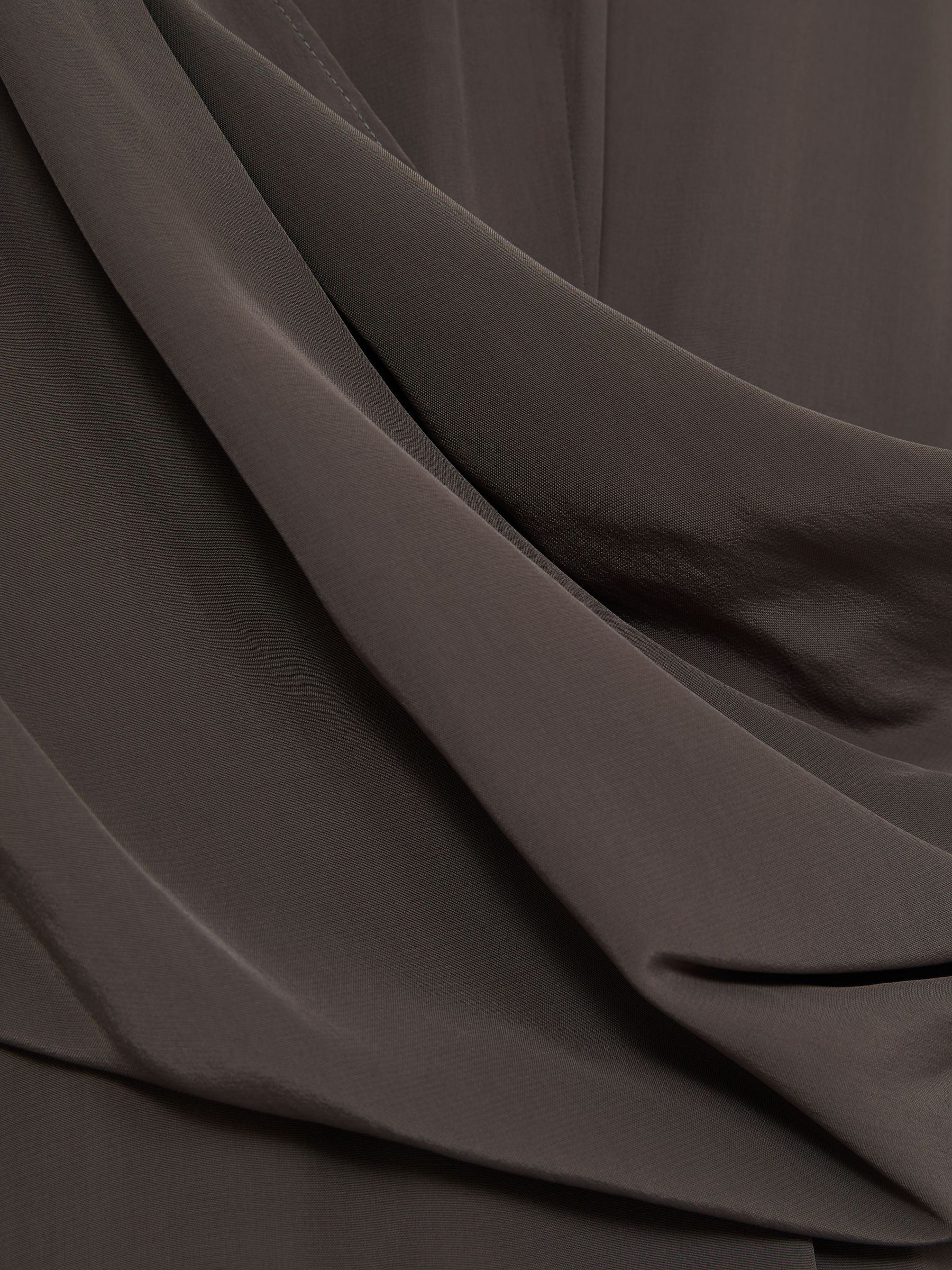Drape-Detail Band-Collar Midi Dress in Dark Grey - Image 8 of 8