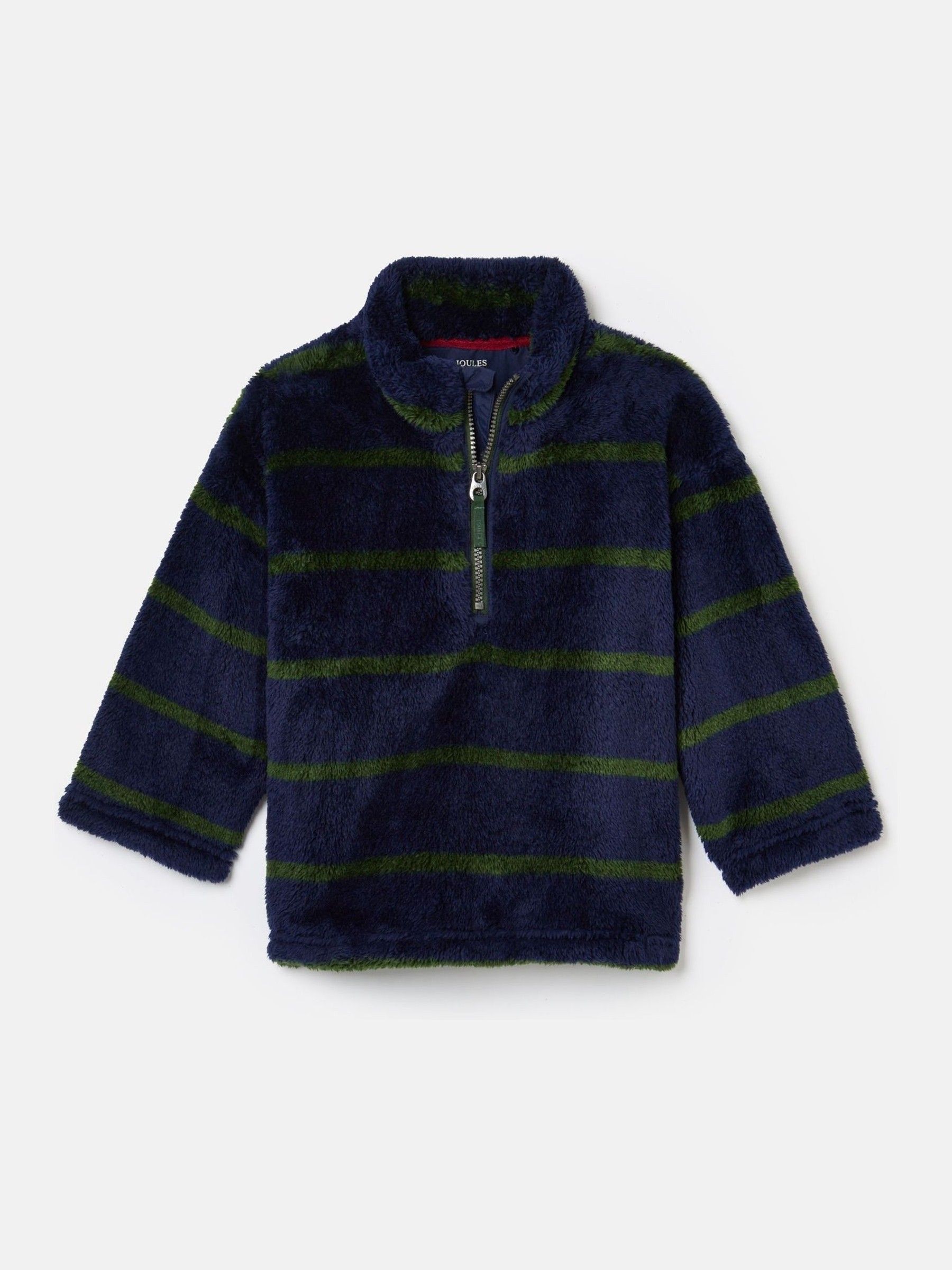 Boys' Woozle Navy & Green Stripe Half Zip Borg Fleece - Image 1 of 4