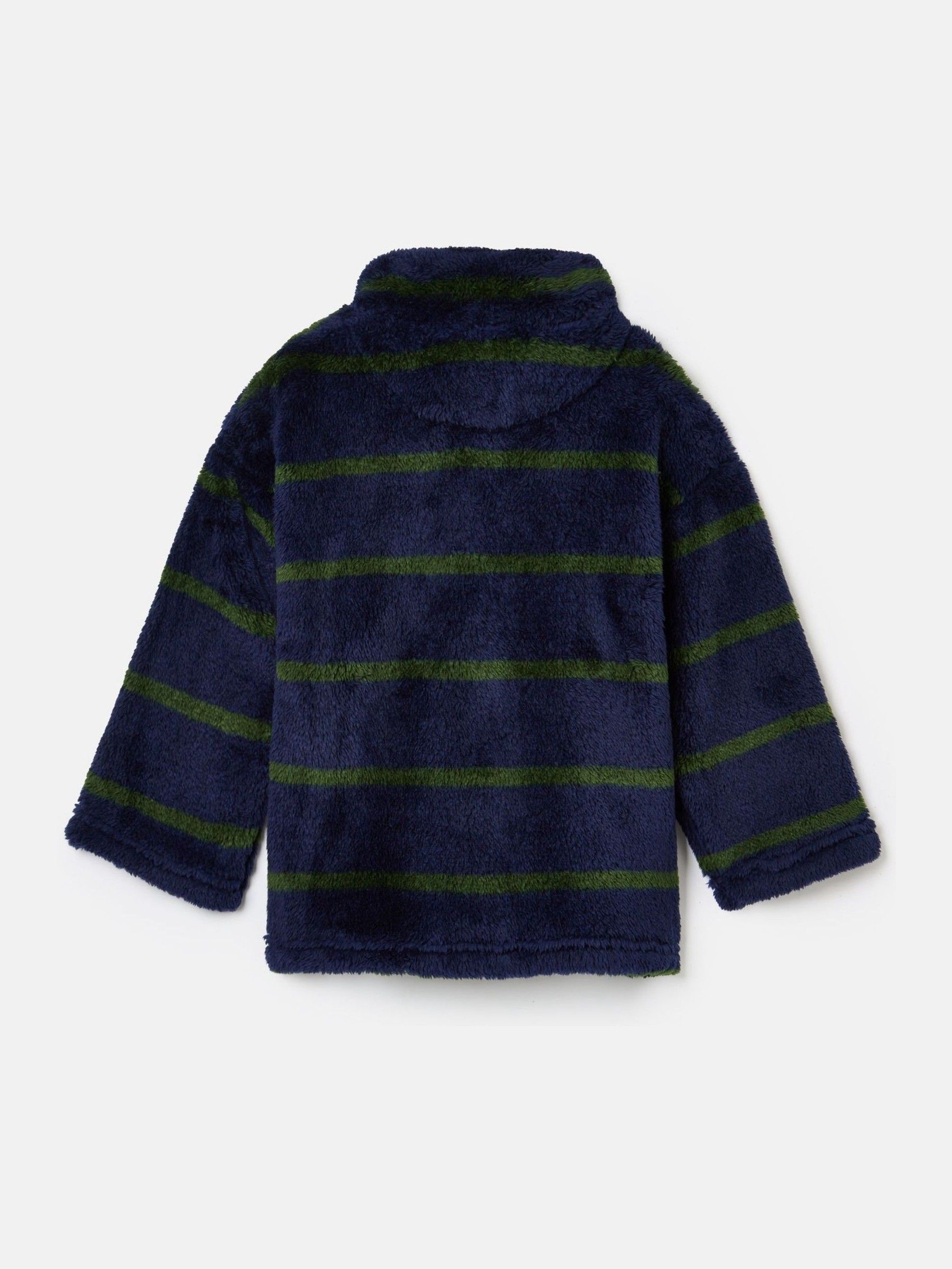 Boys' Woozle Navy & Green Stripe Half Zip Borg Fleece - Image 2 of 4