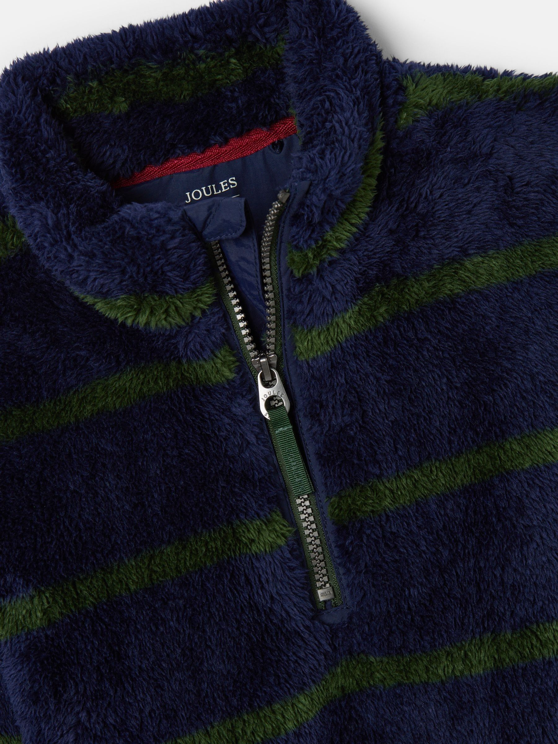 Boys' Woozle Navy & Green Stripe Half Zip Borg Fleece - Image 3 of 4