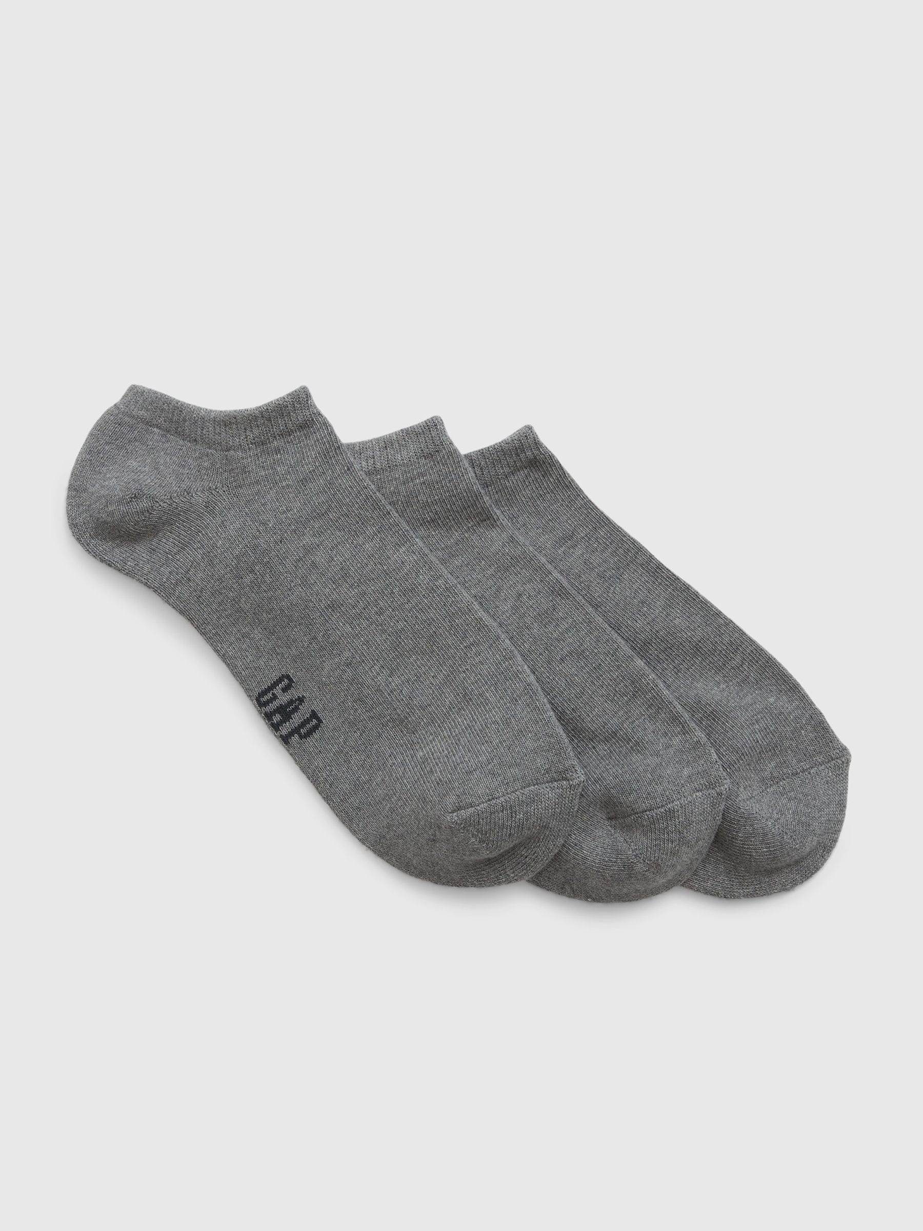 Grey Adults 3 Pack Basic Logo Ankle Socks - Image 1 of 1