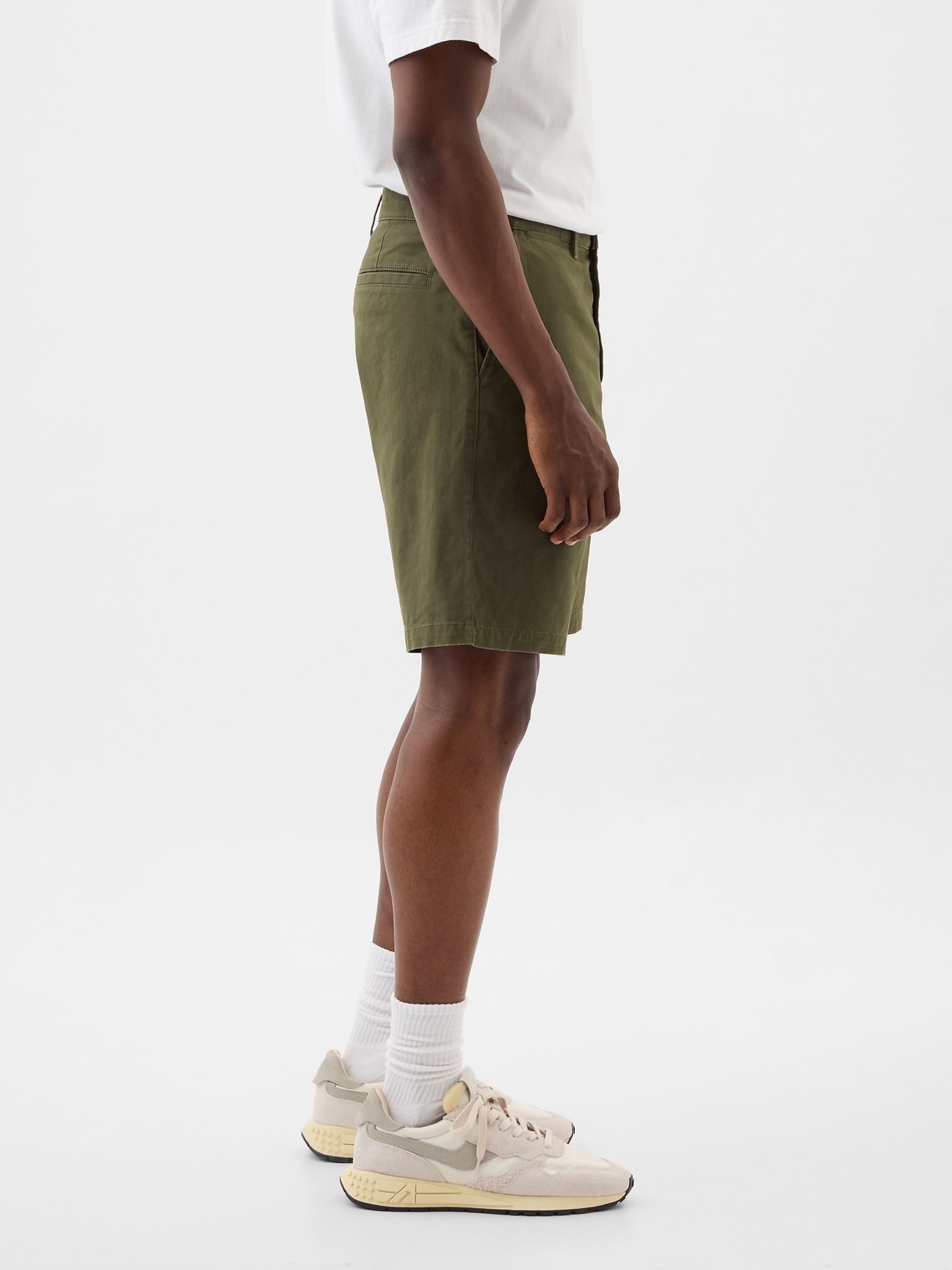 Khaki Green Long Length 9' Chino Shorts - Image 3 of 6