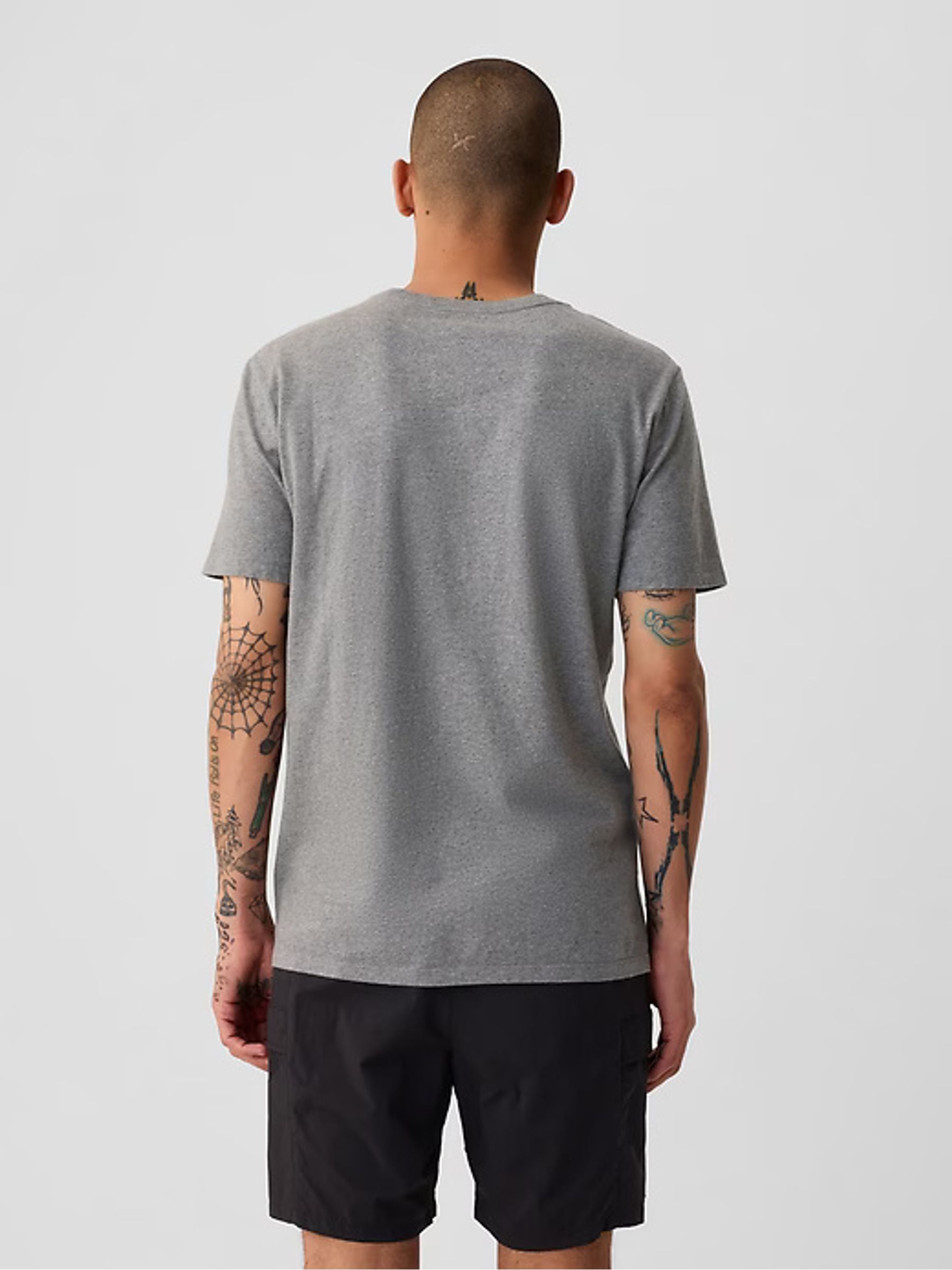 Grey Crew Neck Classic 100% Cotton Short Sleeve T-Shirt - Image 3 of 5