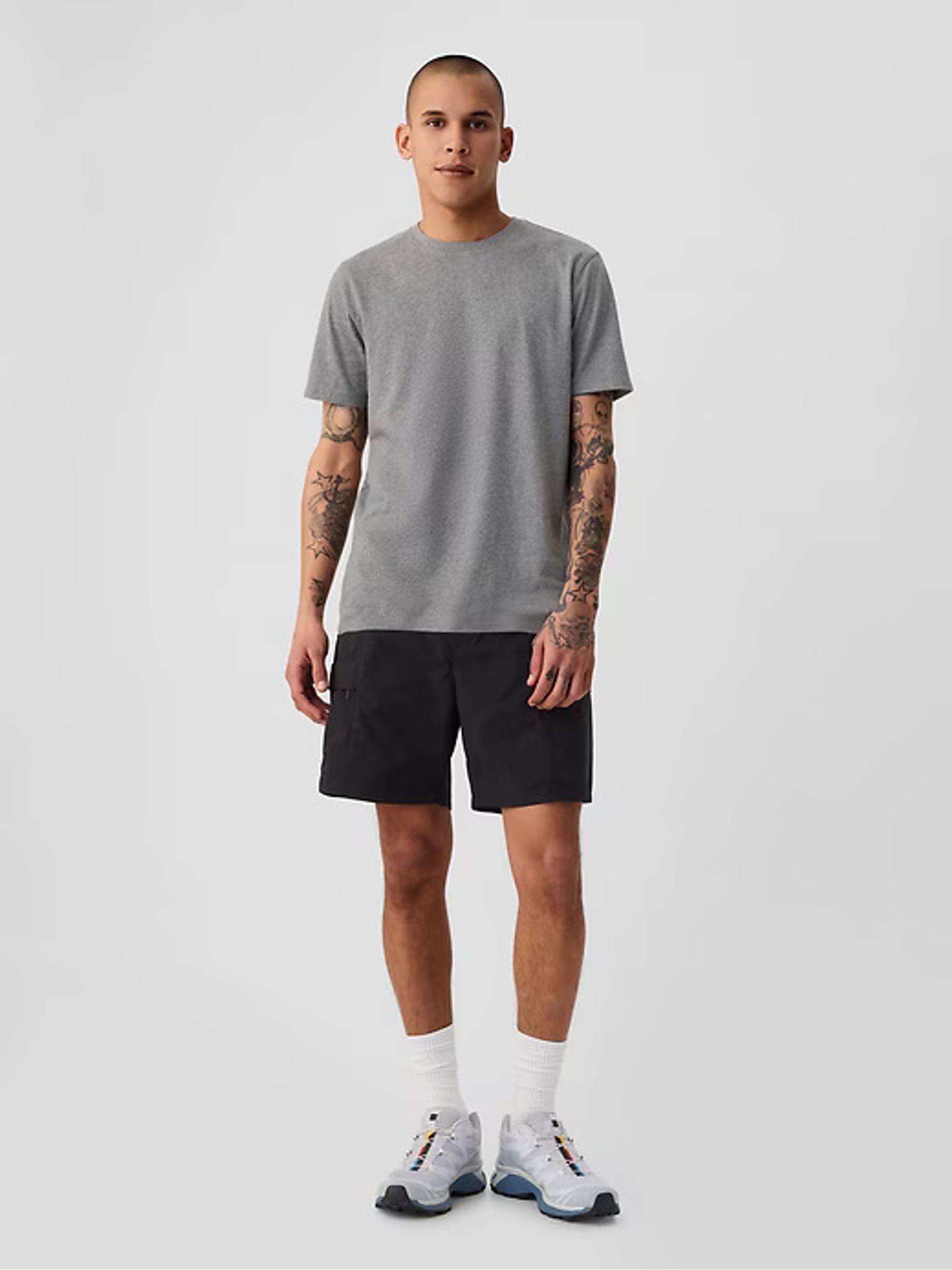 Grey Crew Neck Classic 100% Cotton Short Sleeve T-Shirt - Image 4 of 5
