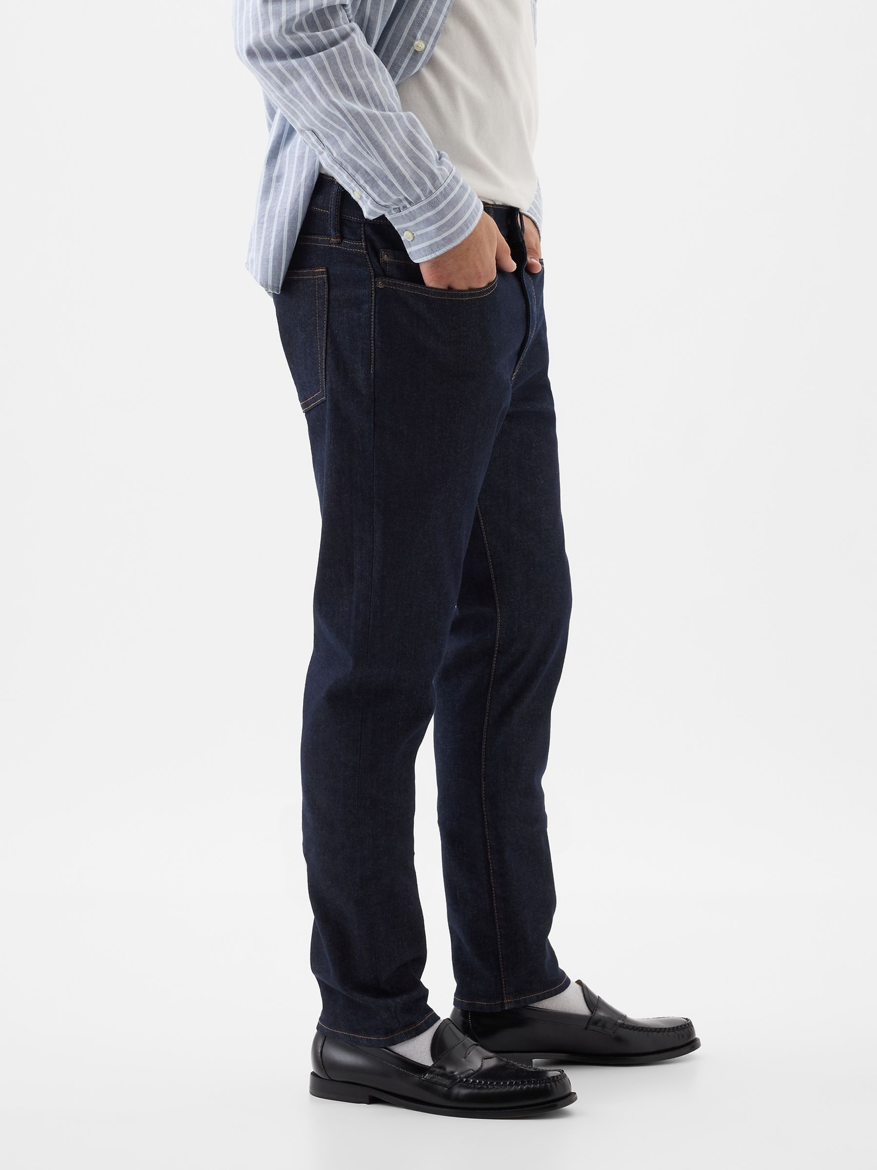 Dark Indigo Blue Slim Fit Comfort Stretch Jeans - Image 3 of 5