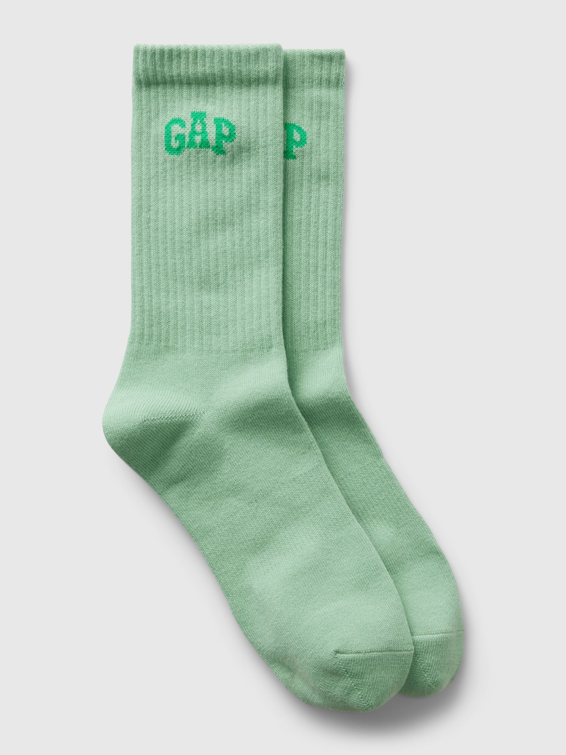 Green Adults Quarter Crew Logo Socks - Image 1 of 1