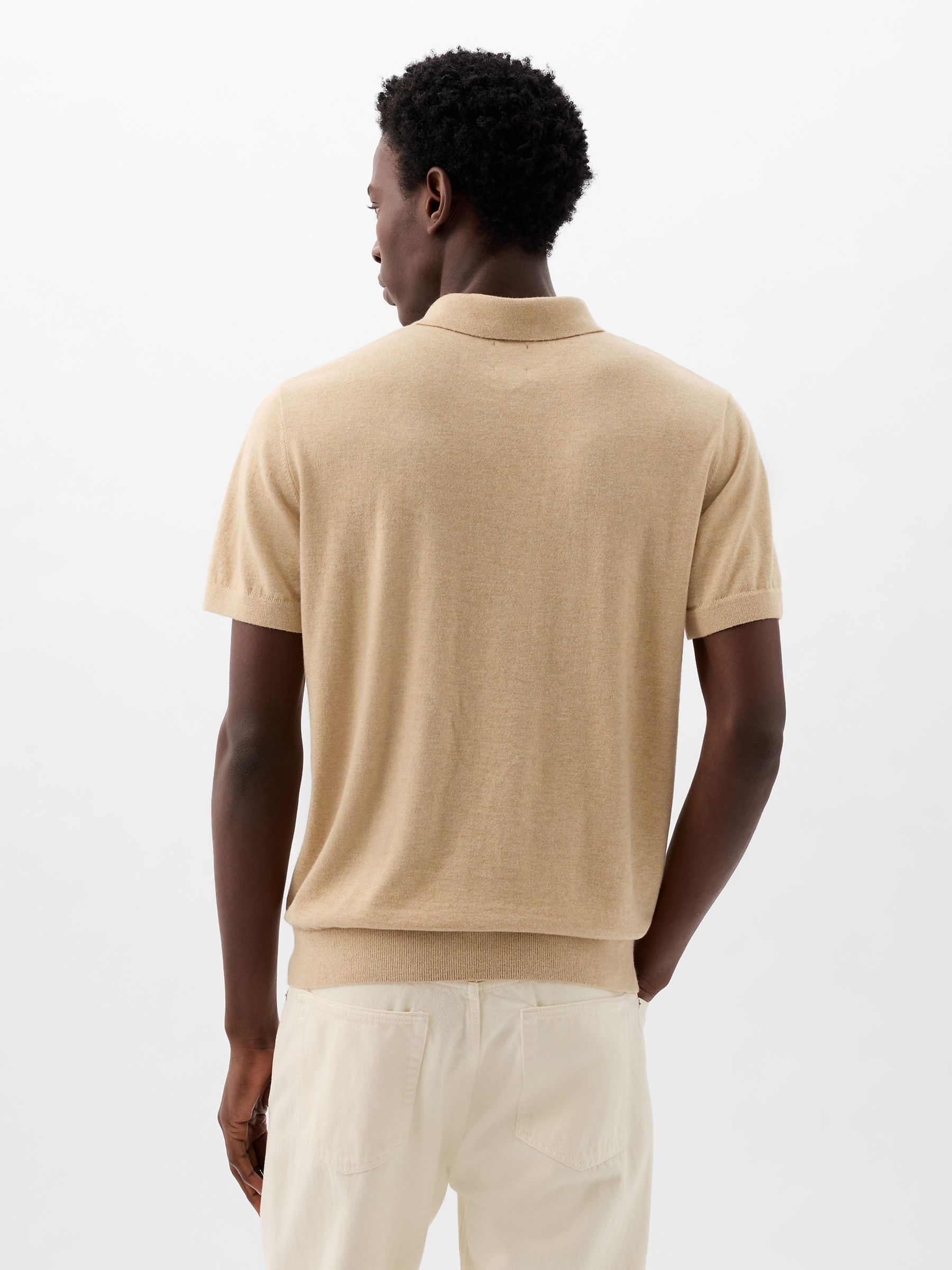 Beige CashSoft Short Sleeve Polo Shirt - Image 2 of 4