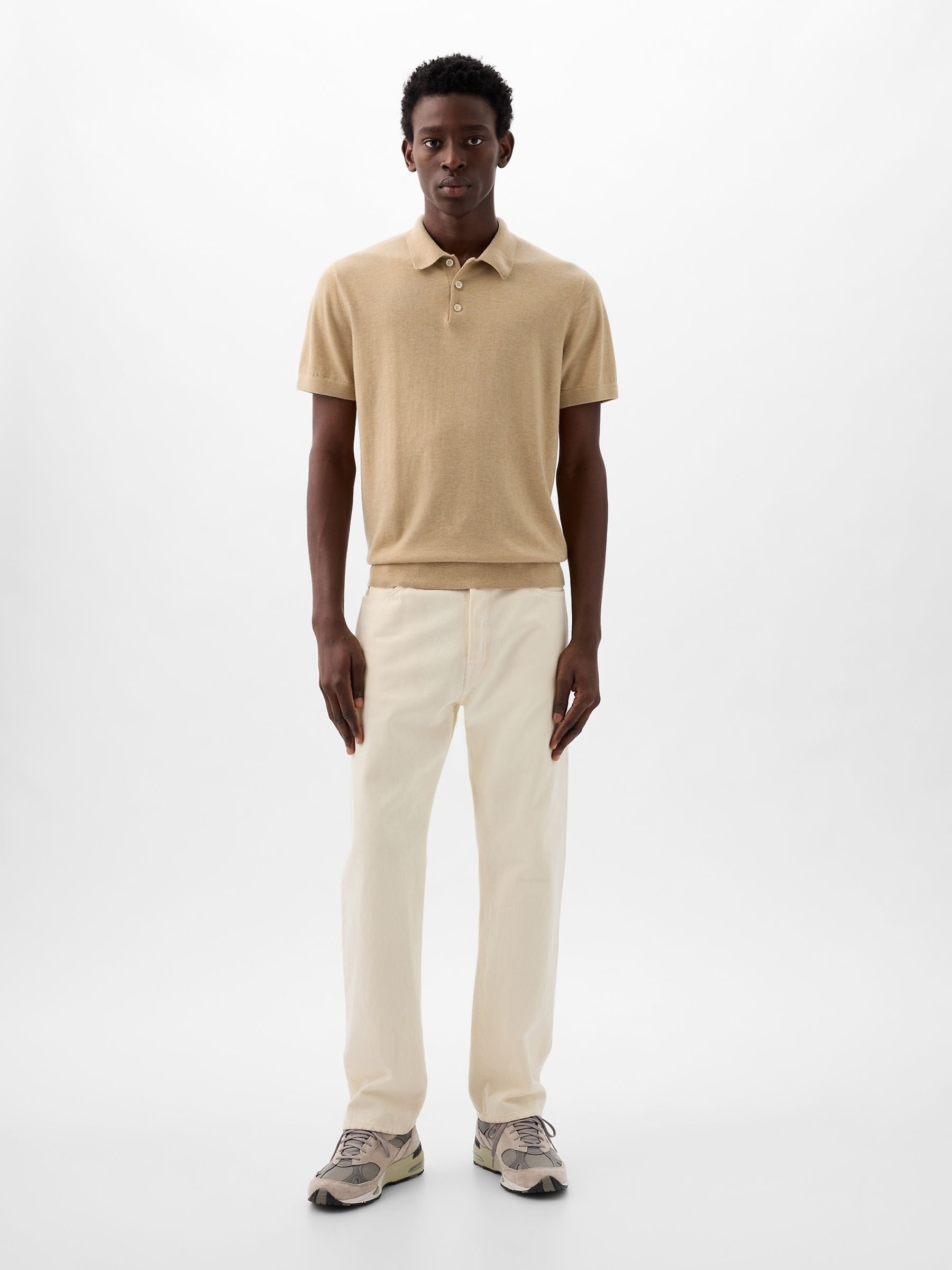Beige CashSoft Short Sleeve Polo Shirt - Image 3 of 4
