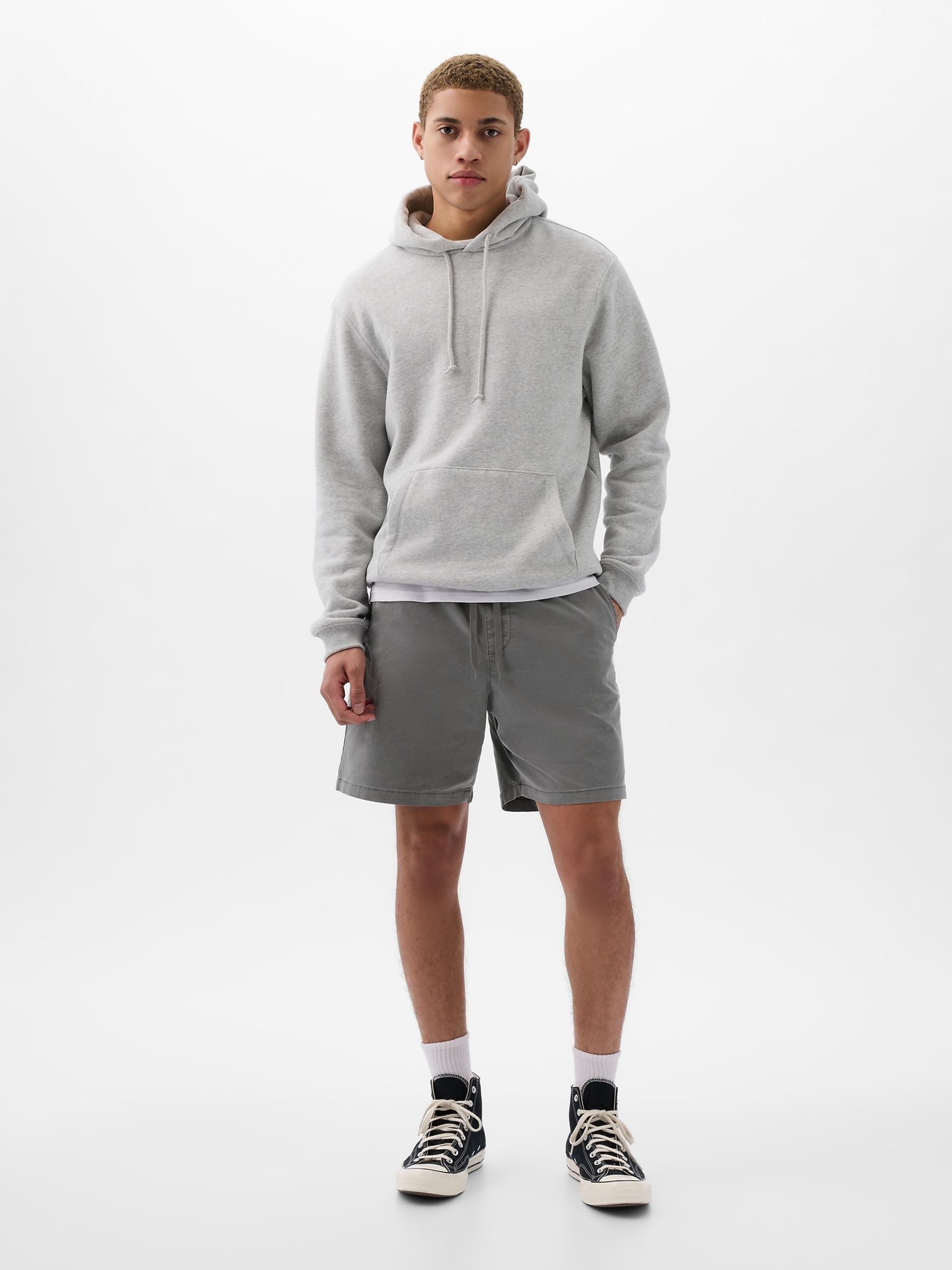Grey Cotton Easy Pull On Shorts - Image 1 of 1