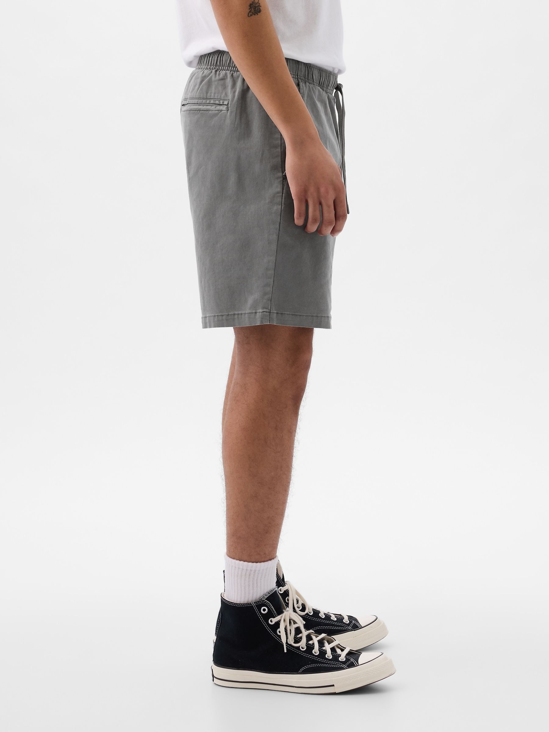 Grey Cotton Easy Pull On Shorts - Image 4 of 8