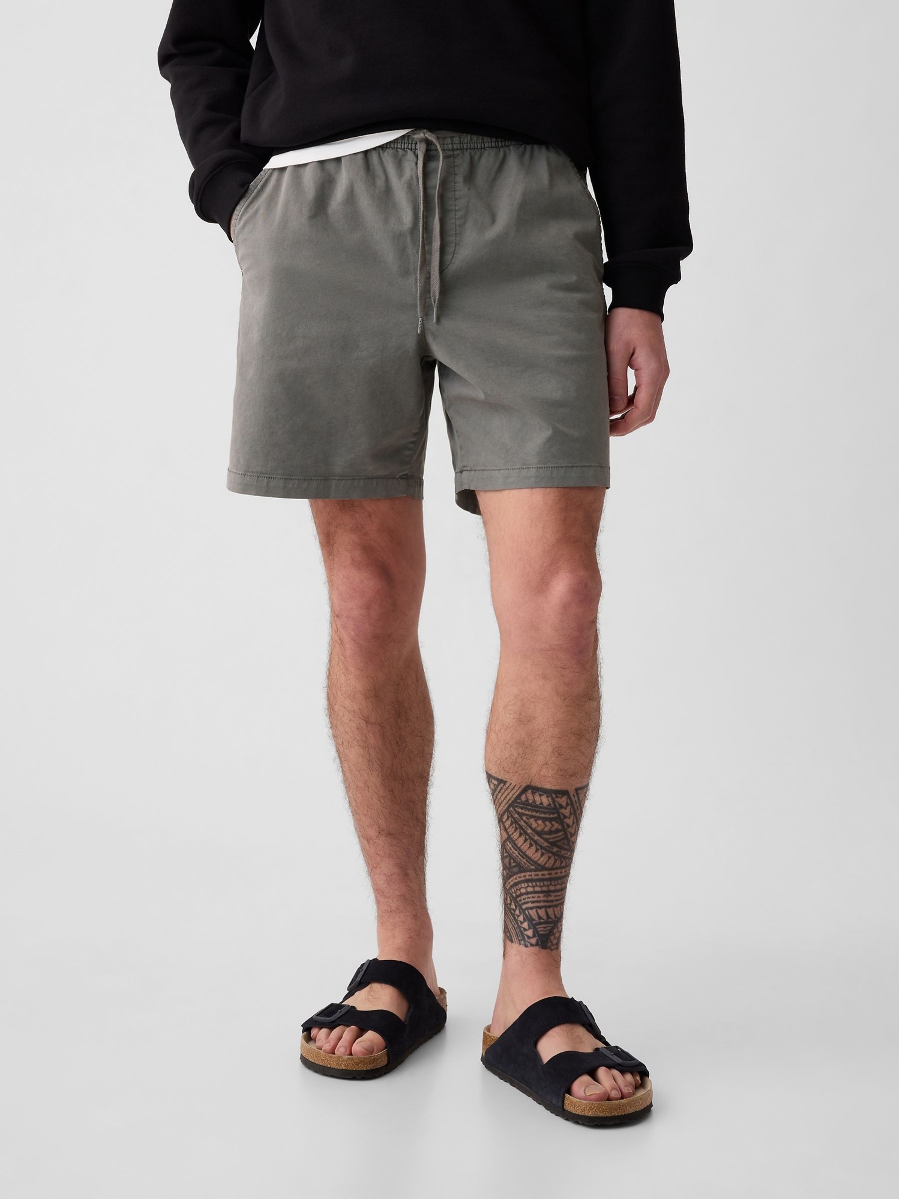 Grey Cotton Easy Pull On Shorts - Image 5 of 8