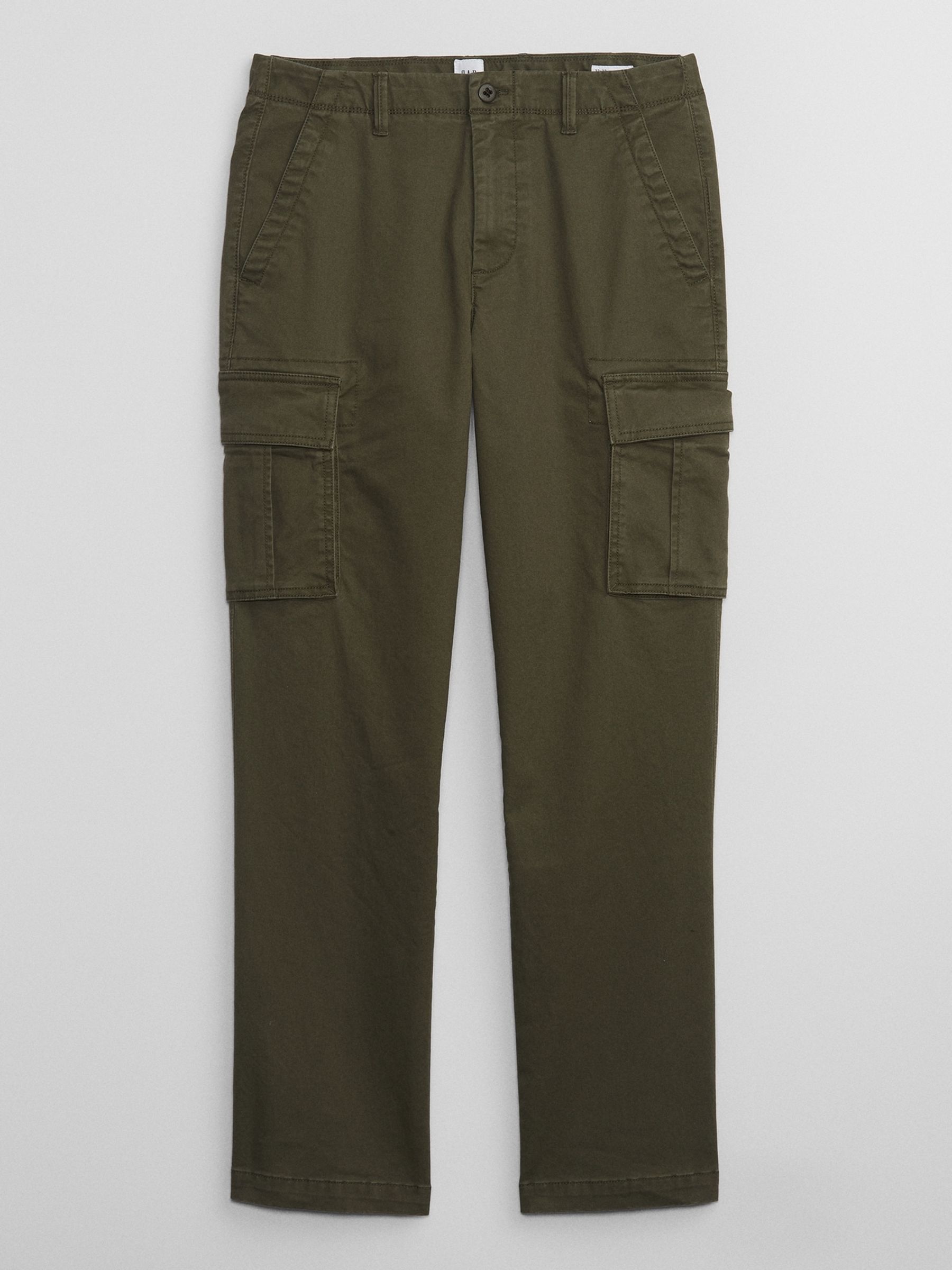 Khaki Green Straight Fit Cargo Trousers - Image 3 of 4