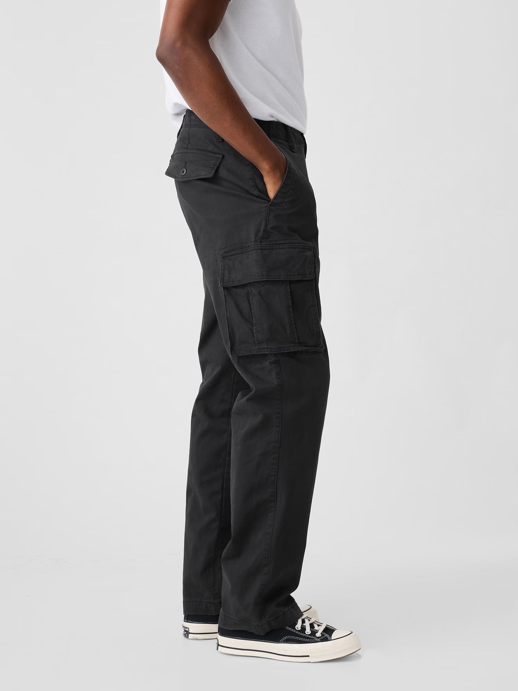 Black Straight Fit Cargo Trousers - Image 3 of 5