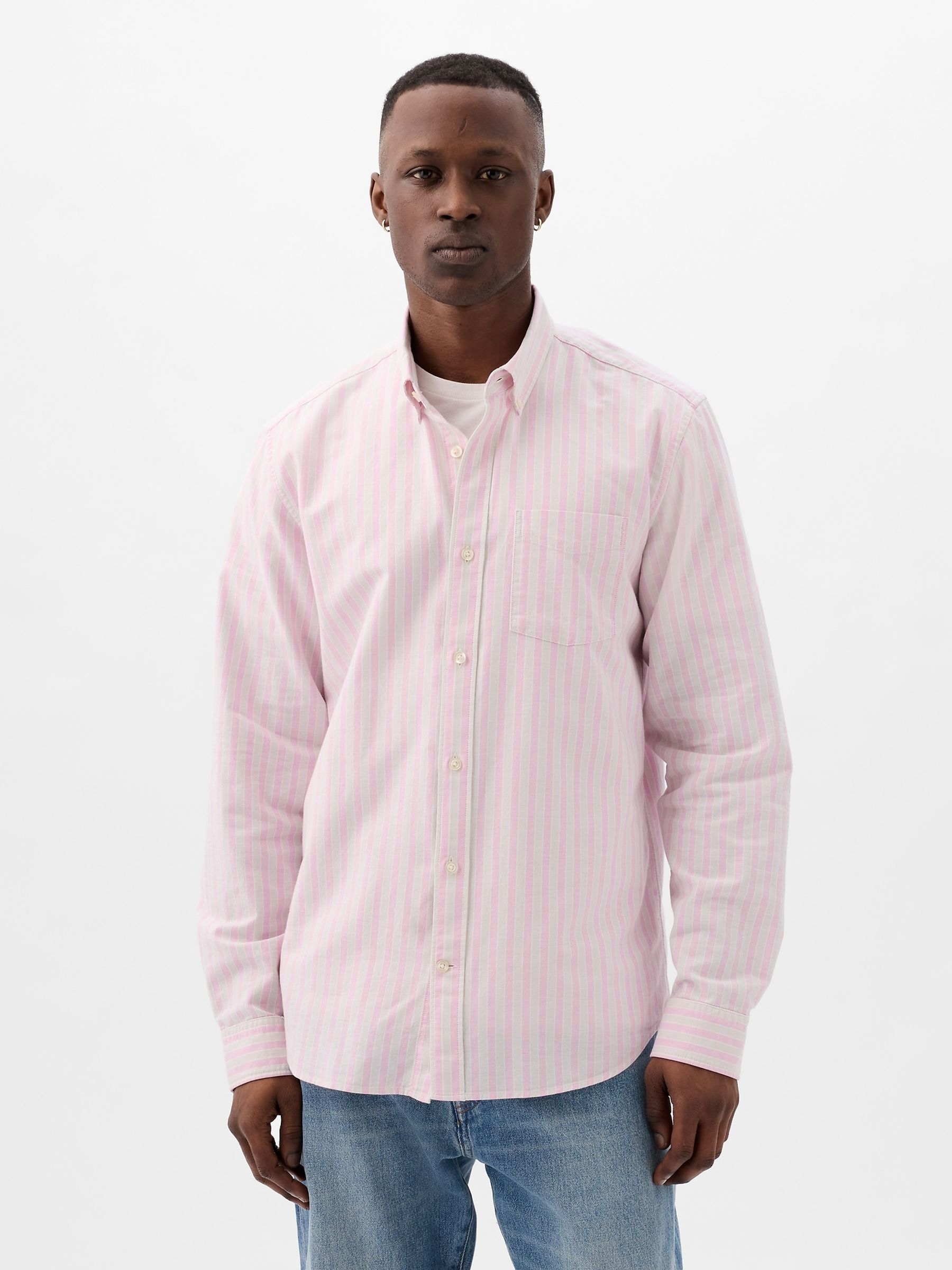 Pink Classic Regular Fit Long Sleeve Oxford Shirt - Image 1 of 4