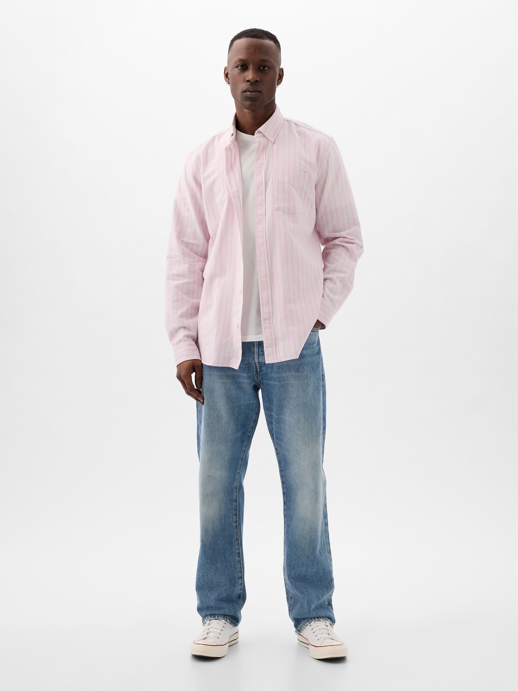 Pink Classic Regular Fit Long Sleeve Oxford Shirt - Image 3 of 4